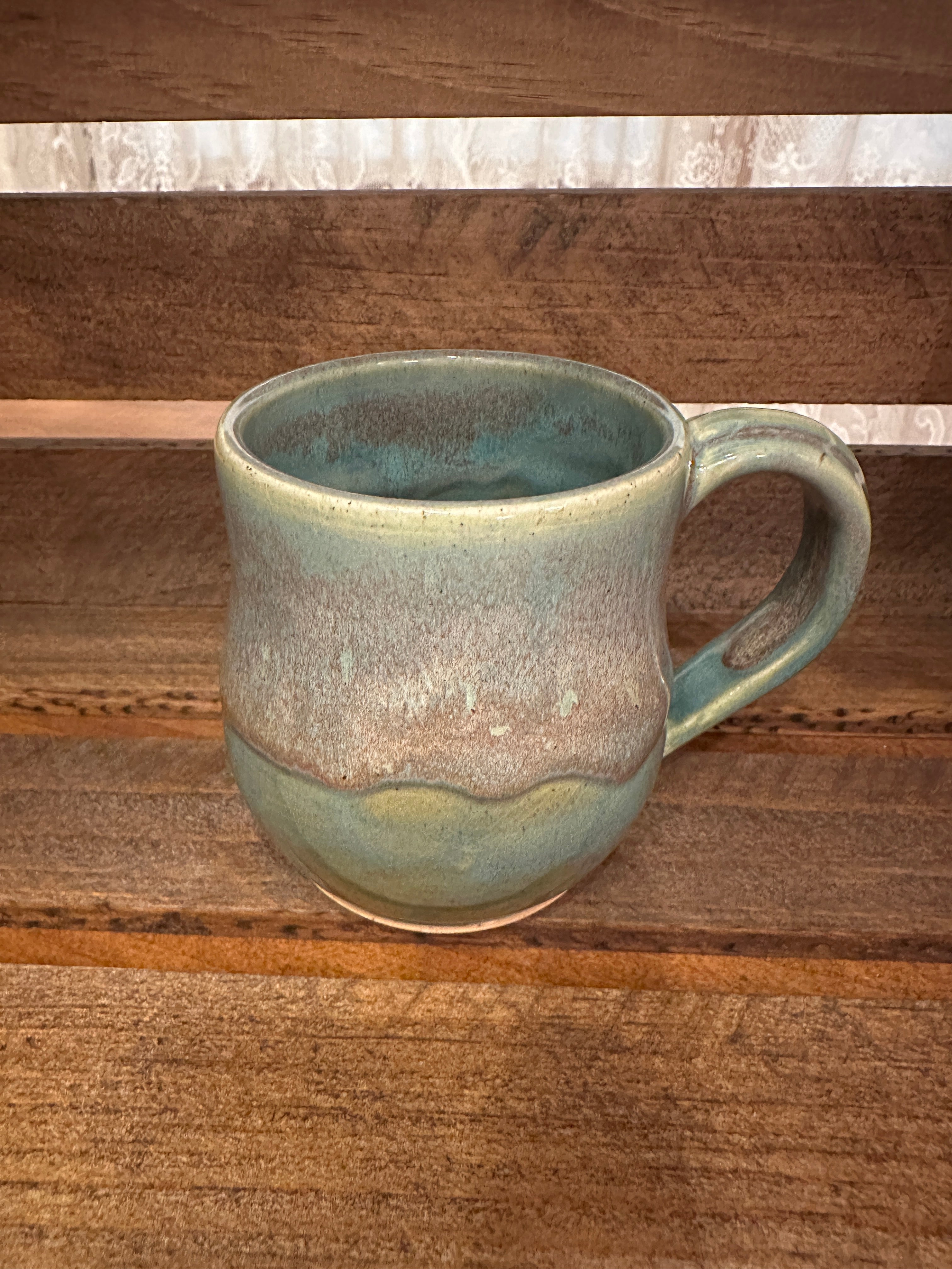 Ceramic handcrafted Mug in Greens and Browns