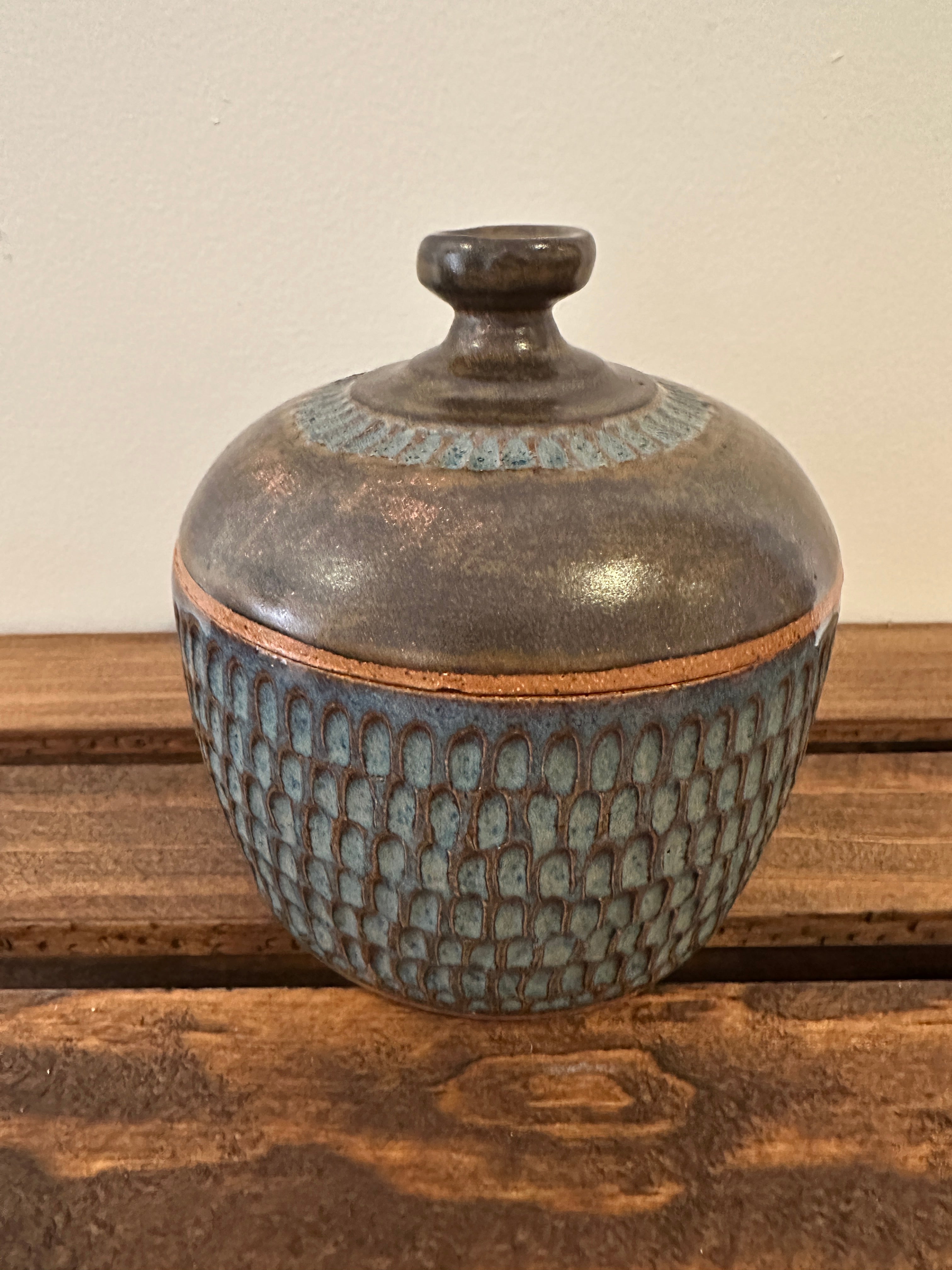 Ancient Copper Lidded Vessel