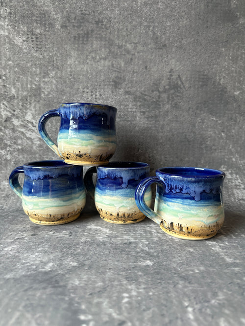 wheel thrown handcrafted beach and ocean inspired coastal life mugs