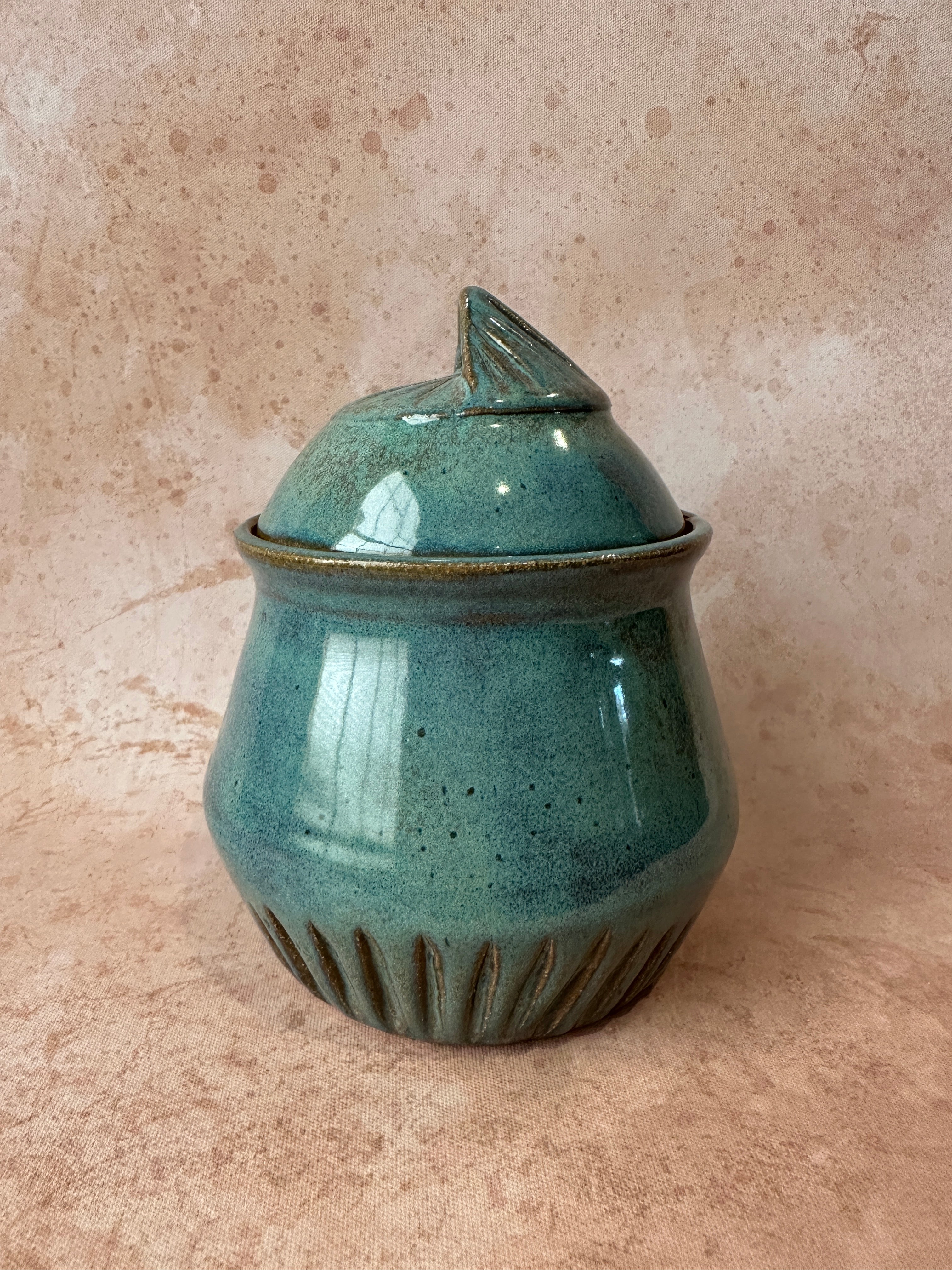 Stoneware Ceramic Geometric Canister lidded vessel