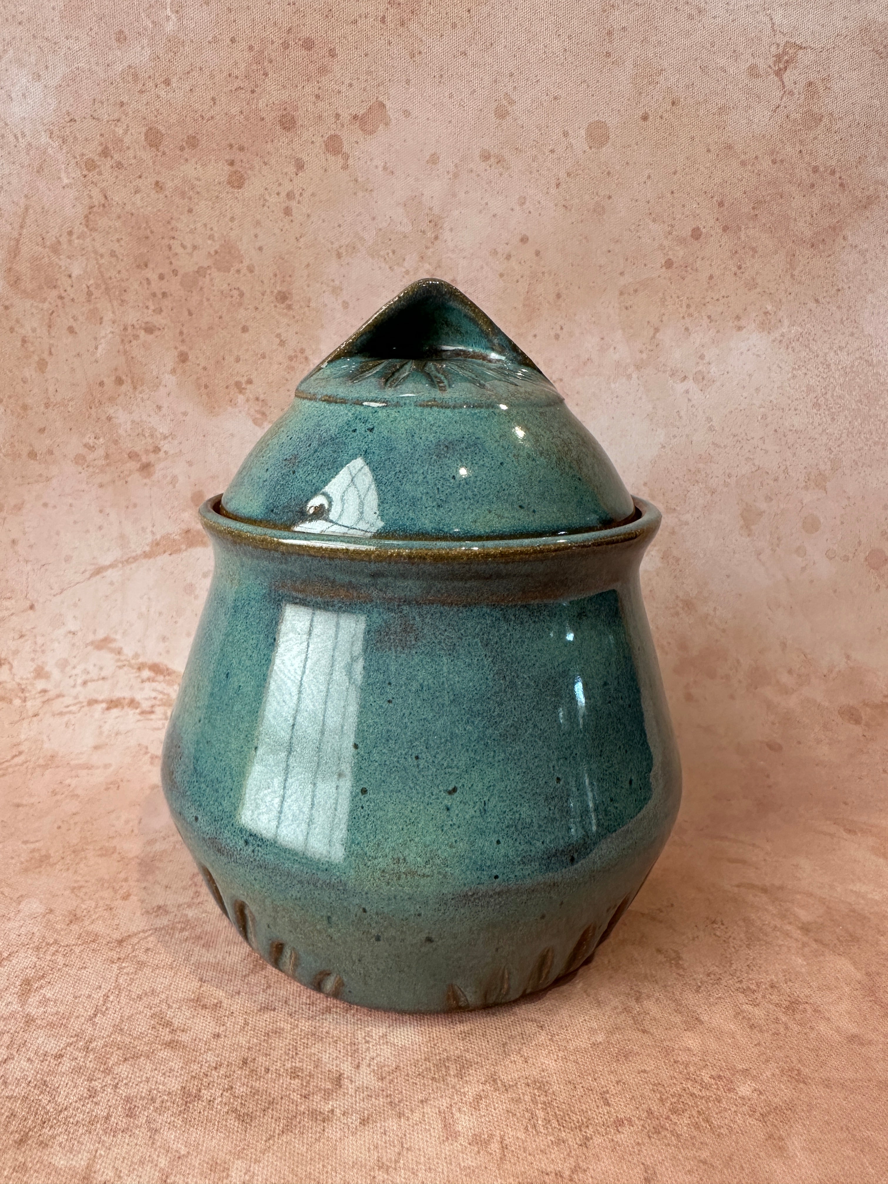Wheel Thrown stoneware lidded vessel
