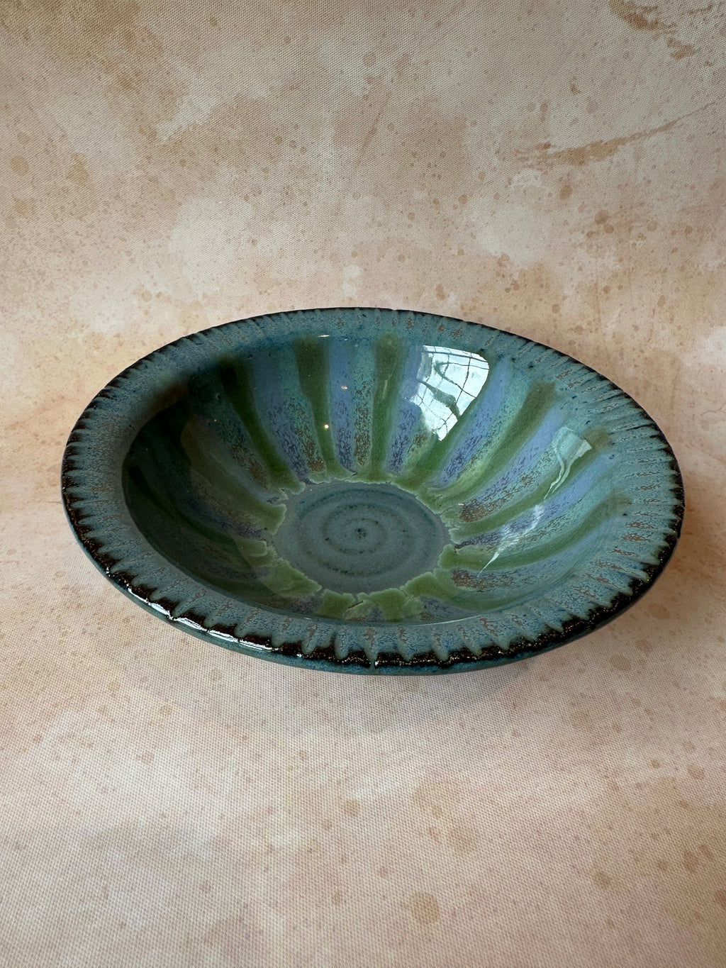Handcrafted stoneware pie plate rim bowl