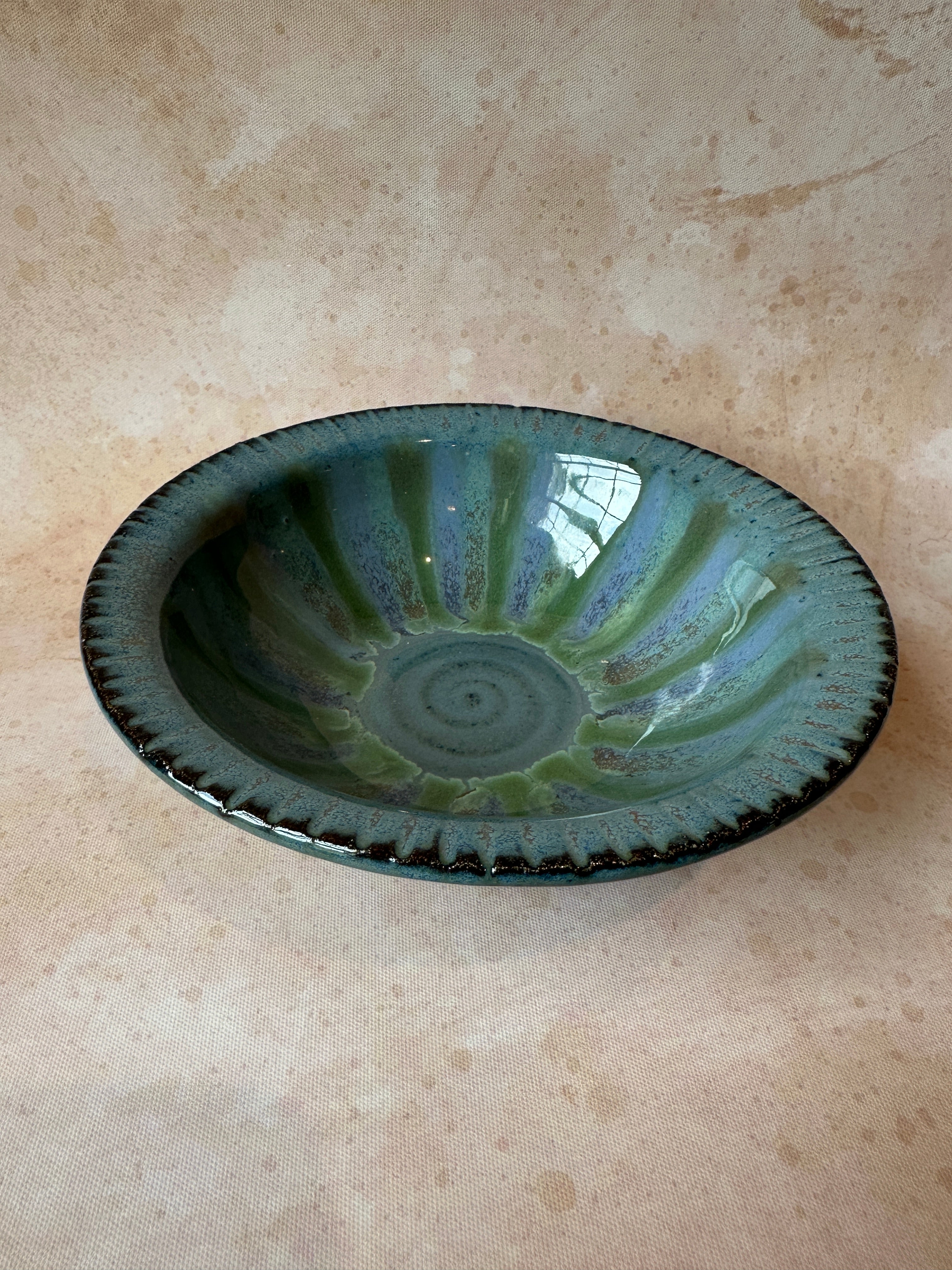 Handcrafted stoneware pie plate rim bowl