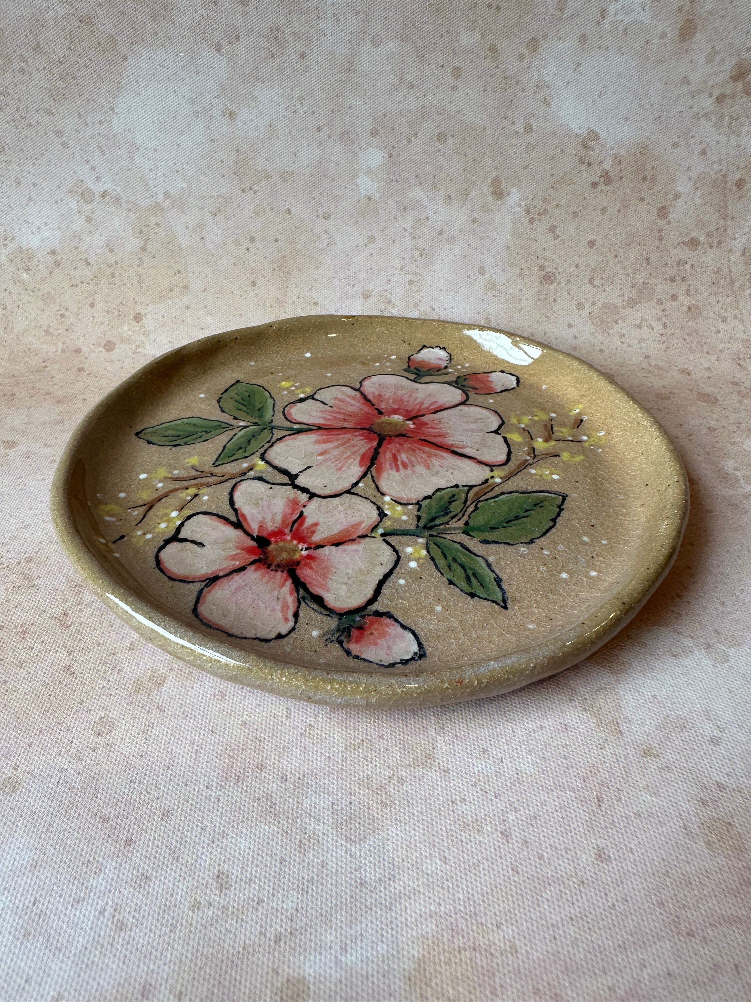 Stoneware cherry blossom plate