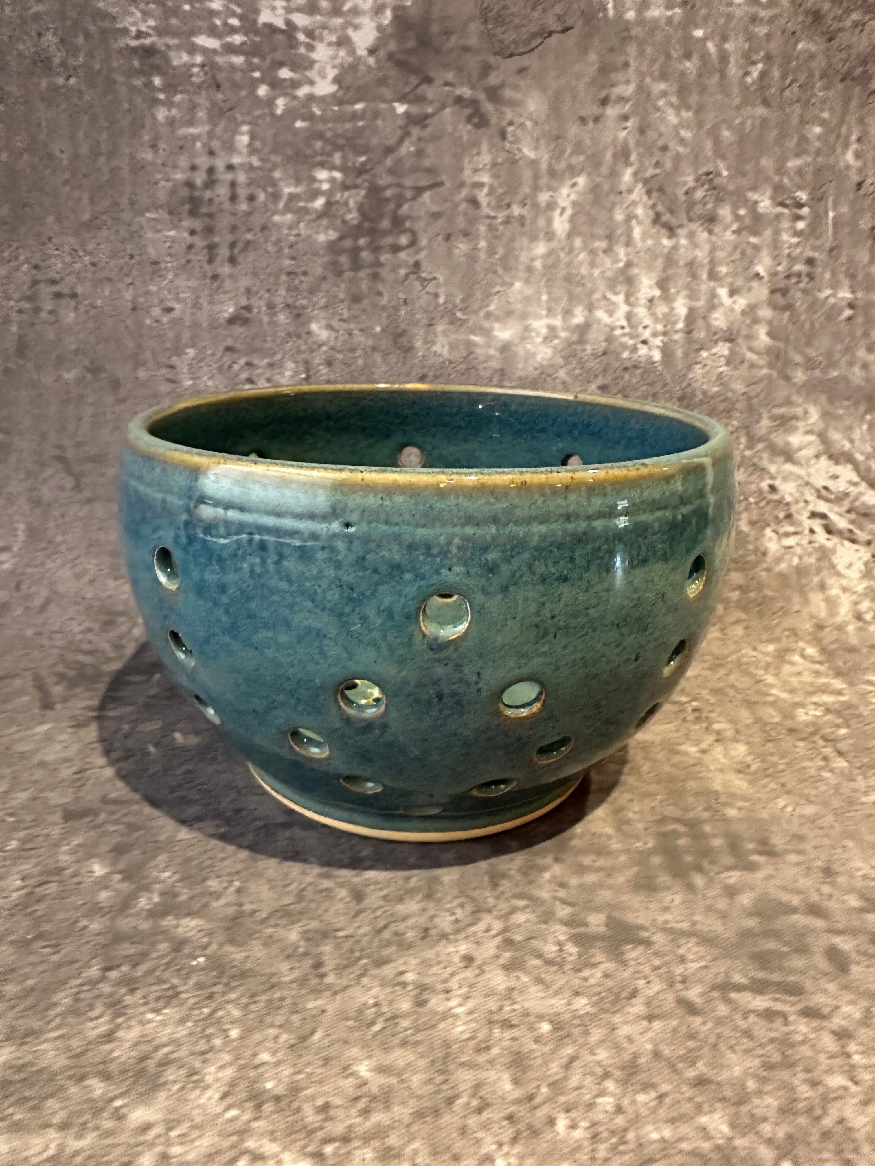 Blue Handcrafted Wheel thrown stoneware berry bowl