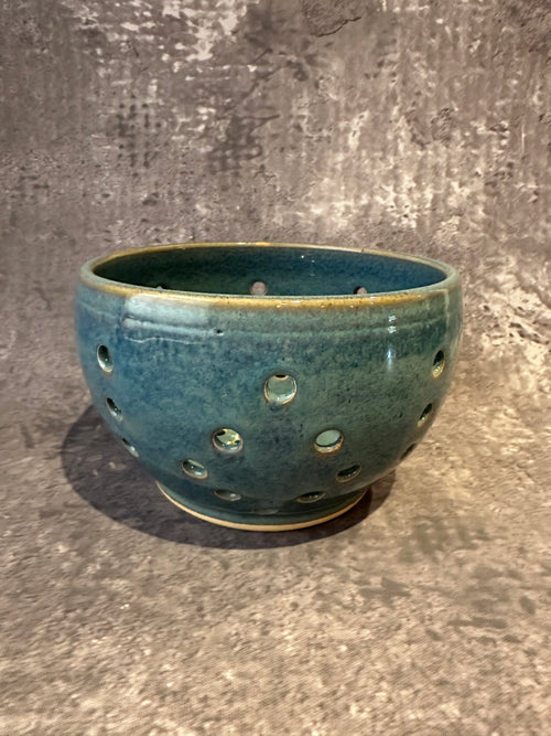 Blue Handcrafted Wheel thrown stoneware berry bowl