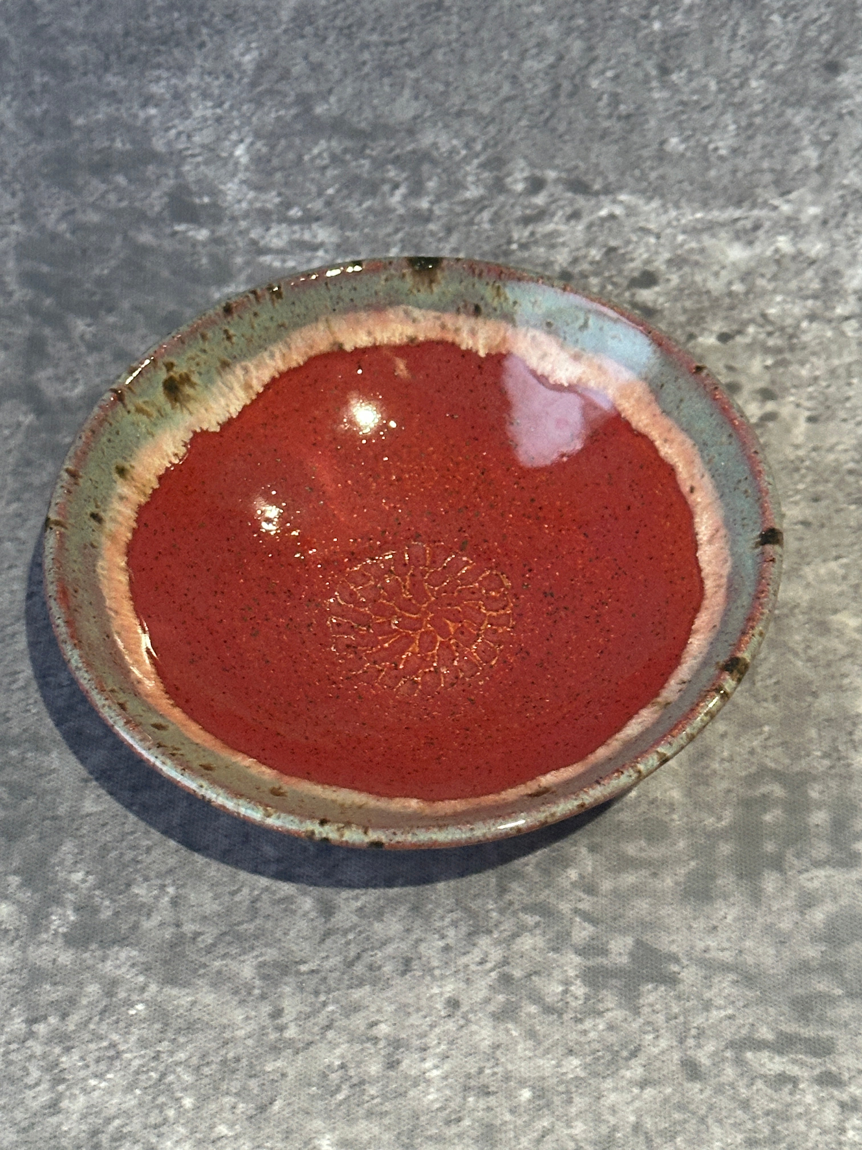 Handcrafted stoneware pottery garlic grater bread dipping bowl