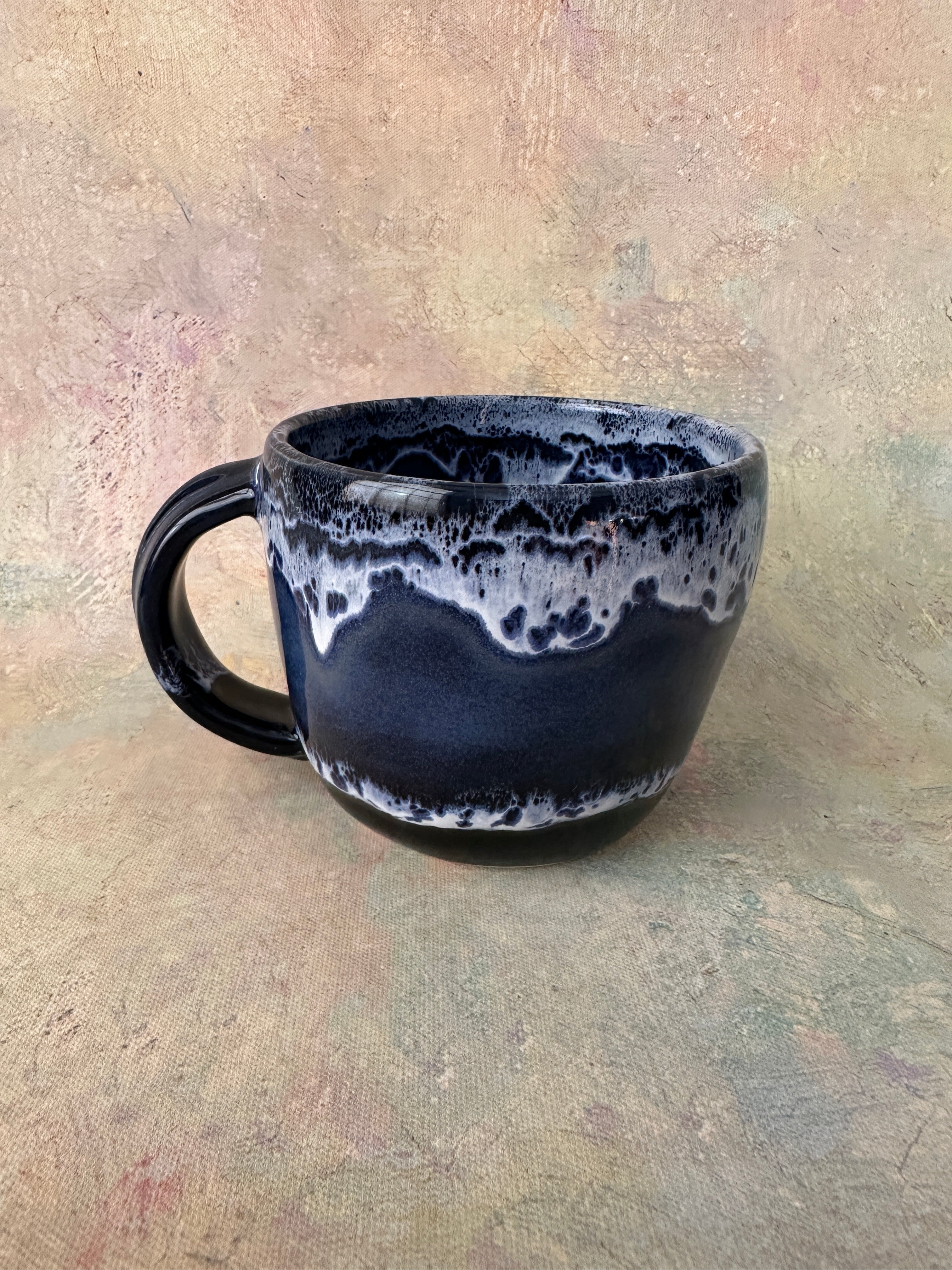 Wheel thrown handcrafted mug with ocean water vibes