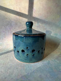 Tropical waters glazed wheel thrown handcrafted garlic keeper
