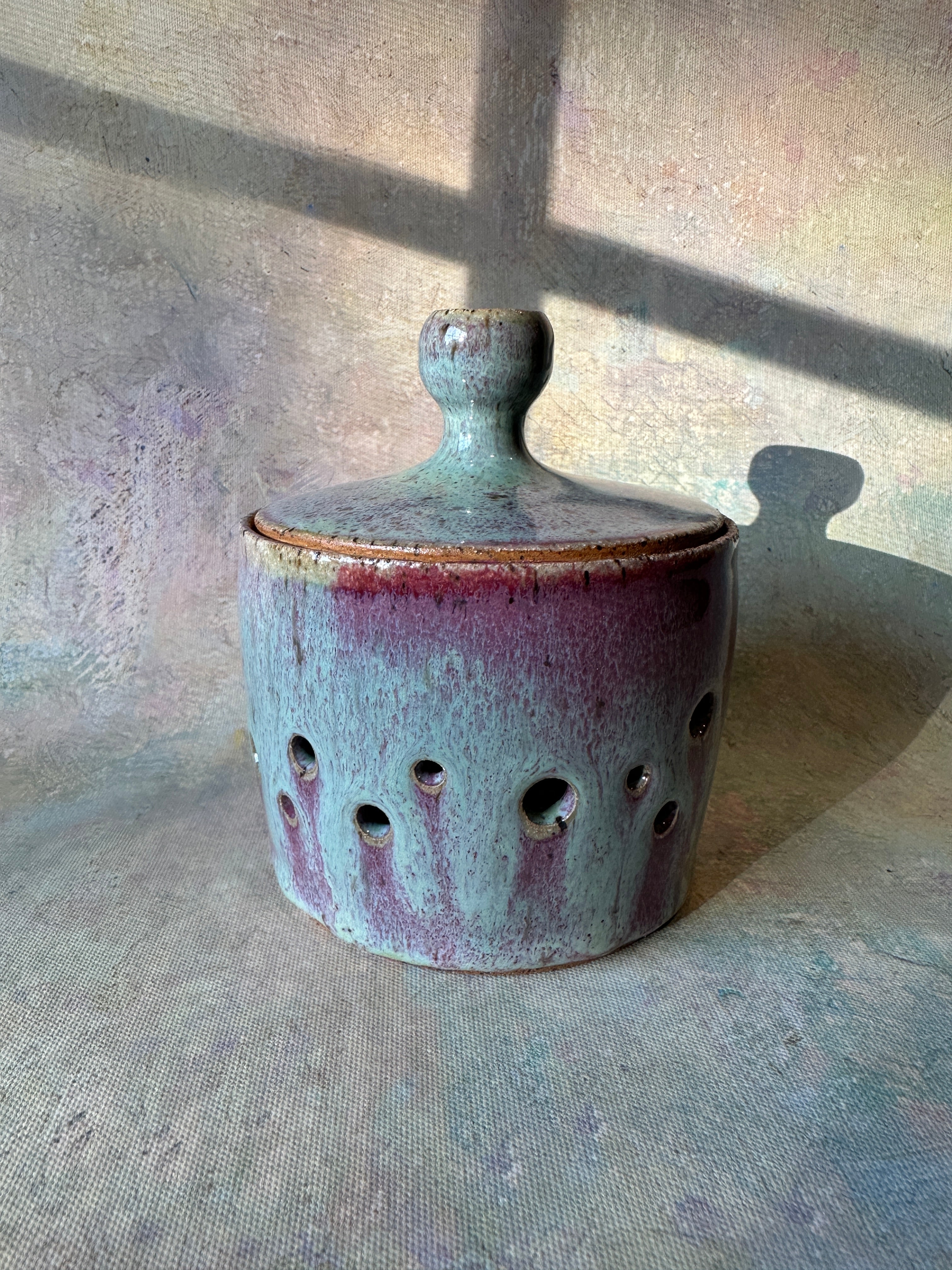 Stoneware garlic keeper handcrafted