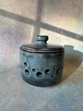 Rustic wheel thrown garlic keeper
