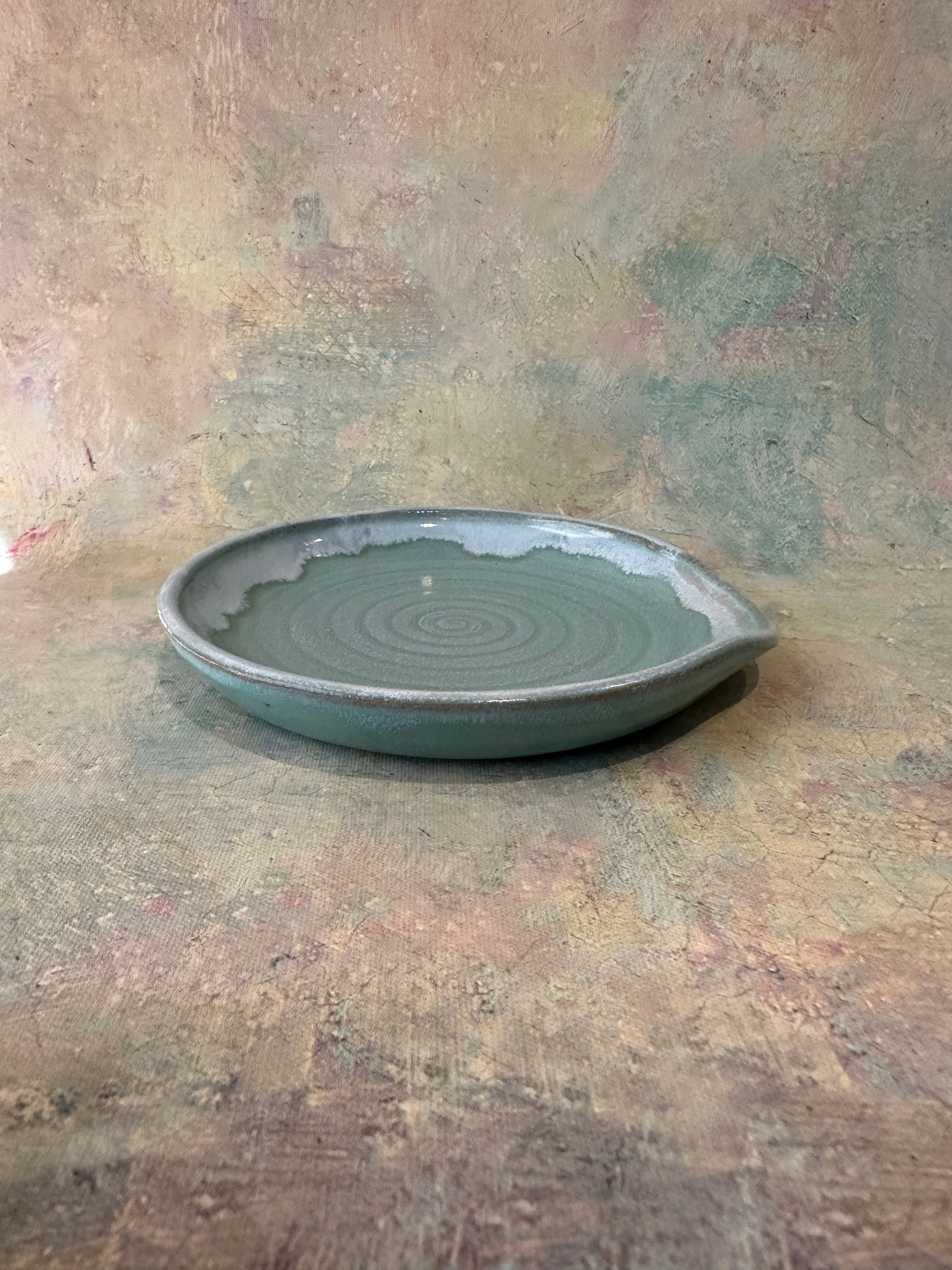 Wheel thrown stoneware spoon rest