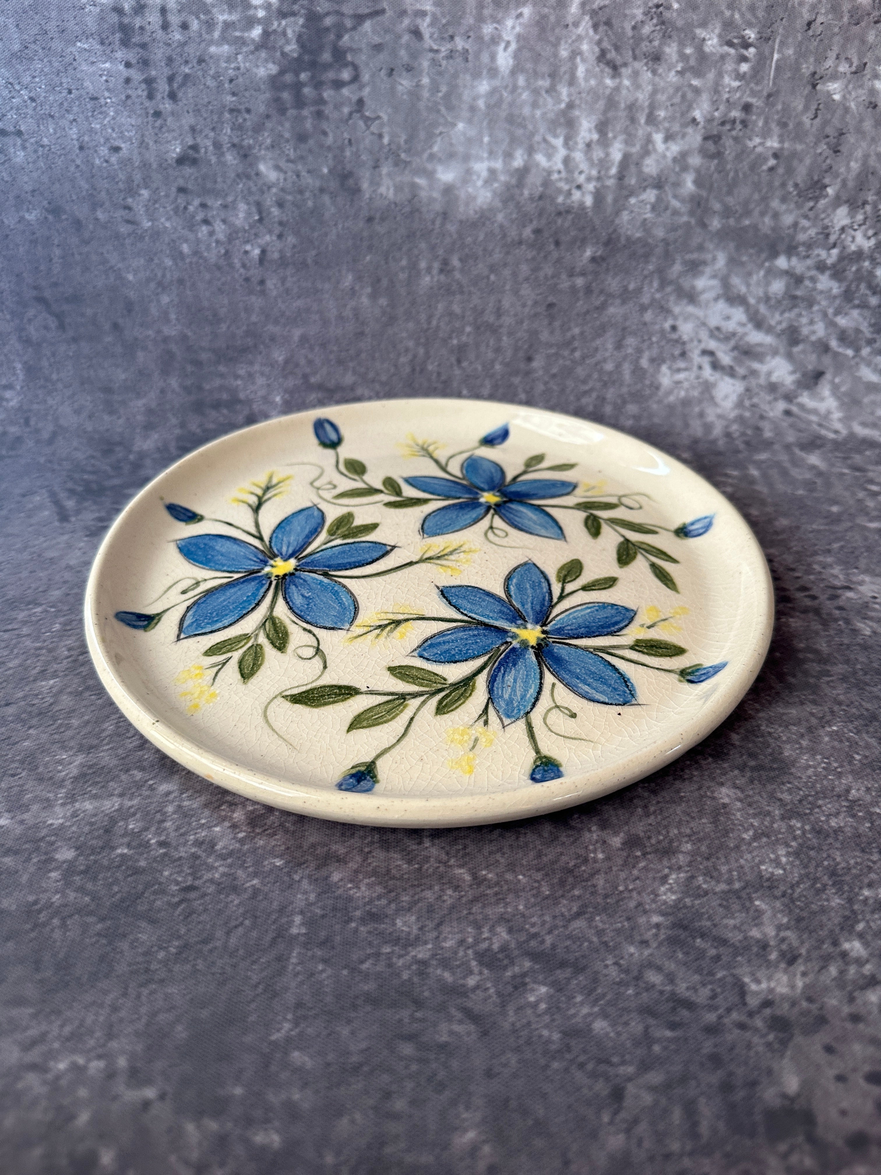 Handcrafted wheel thrown floral plate
