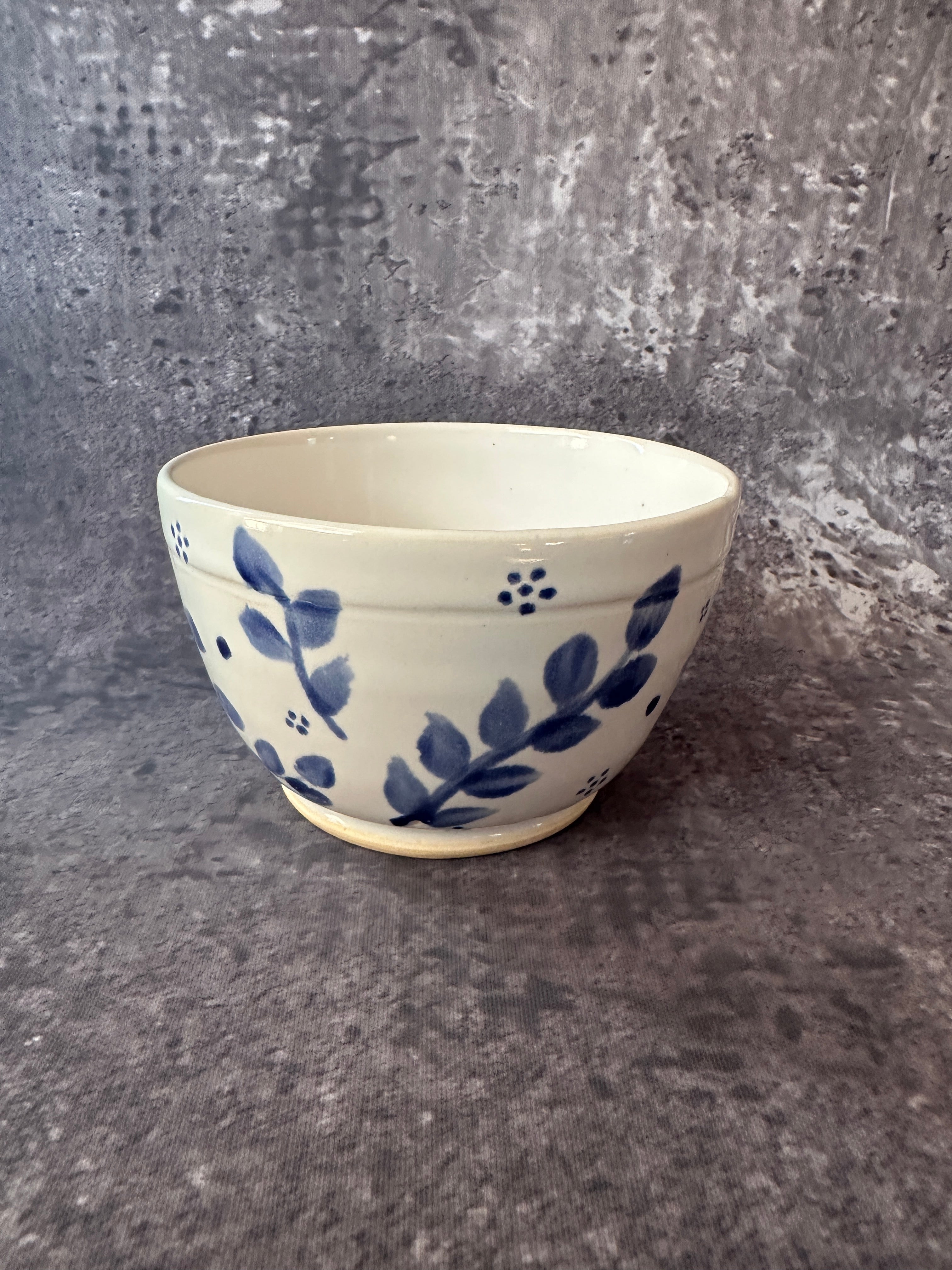 Wheel Thrown handcrafted bowl with flow blue vibes