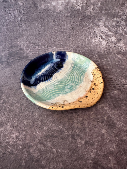 Ceramic stoneware handcrafted beach theme spoon rest