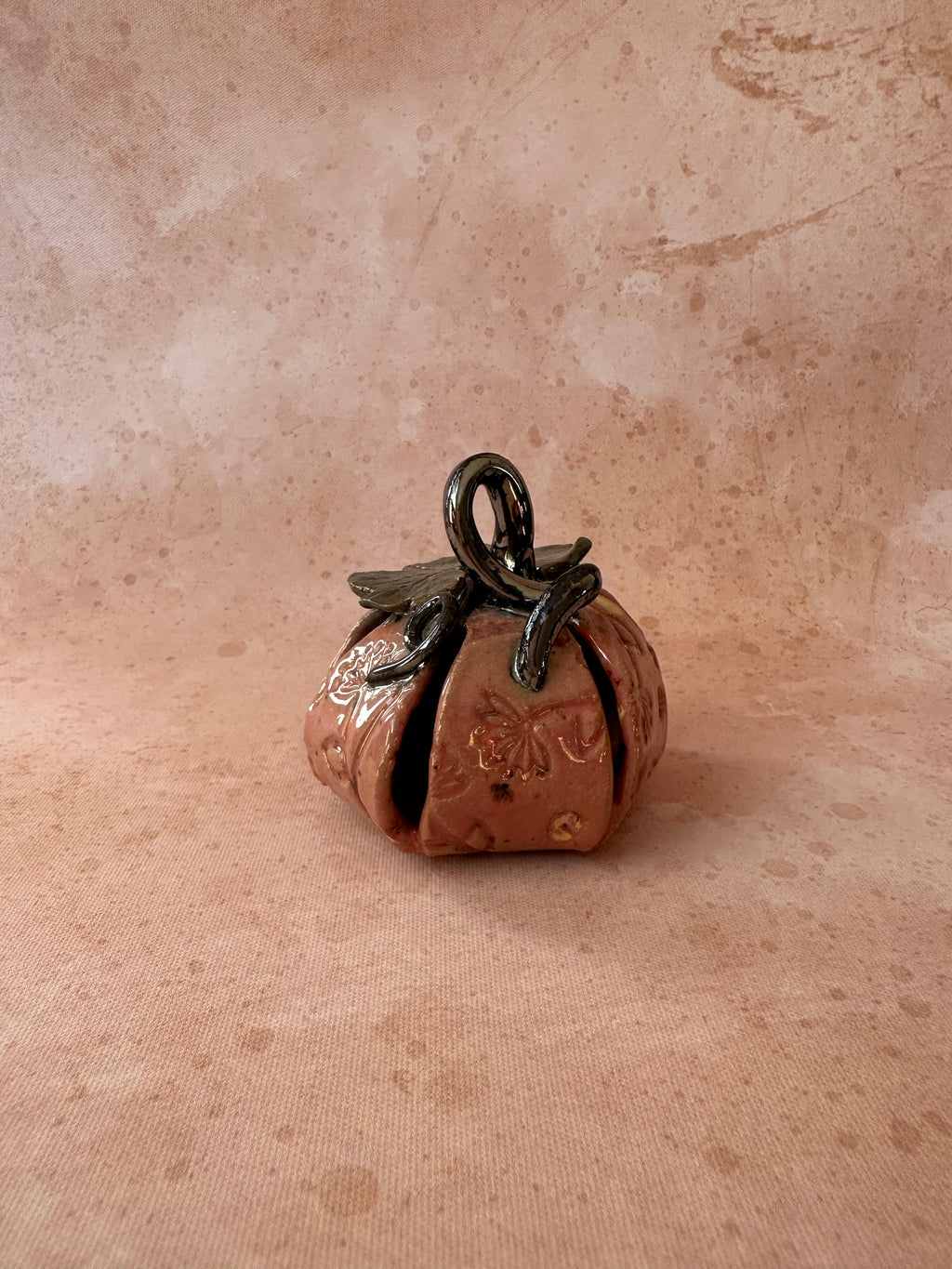 Hand sculpted stoneware pumpkin