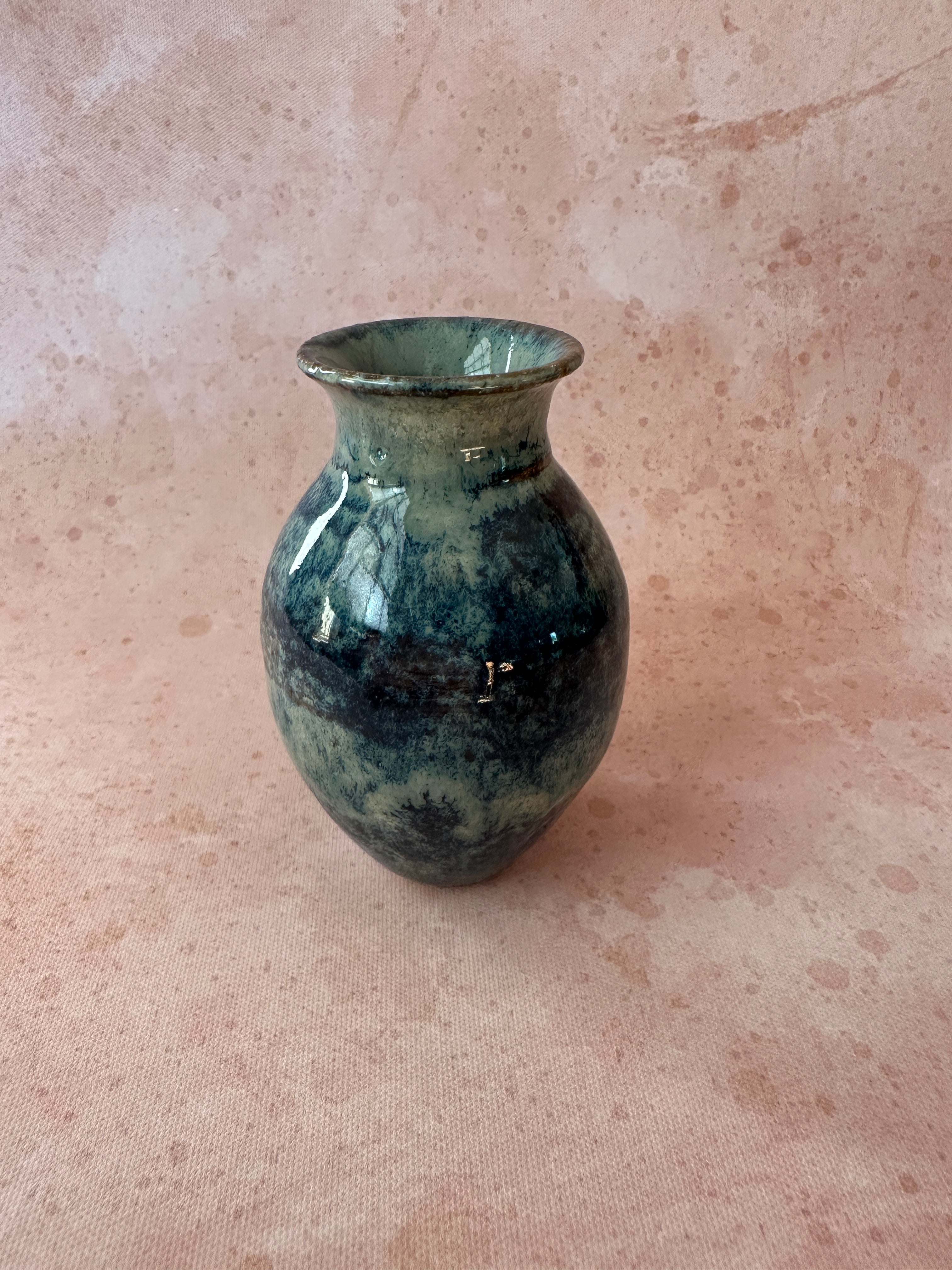 small handcrafted stoneware marbled petite vase