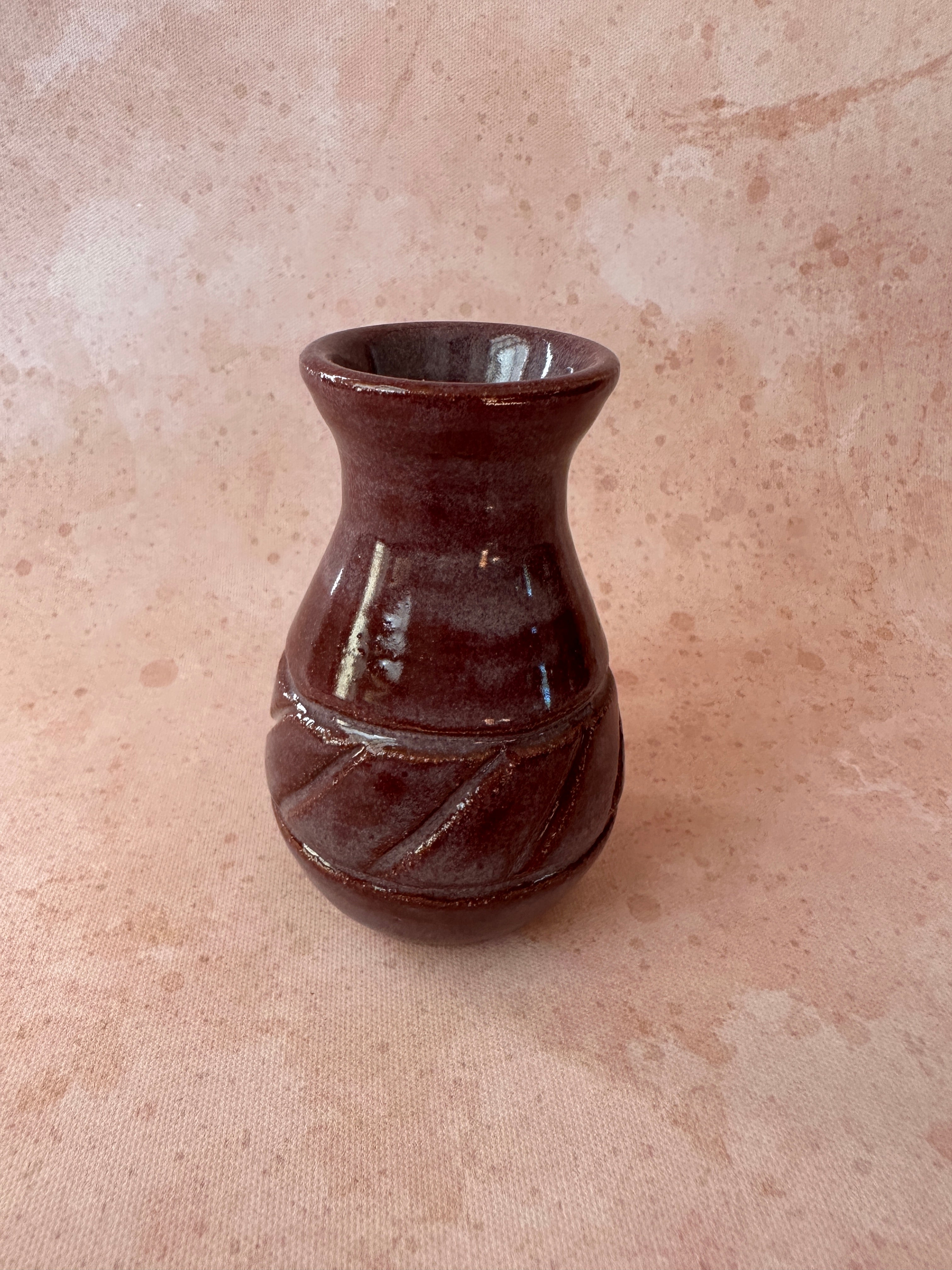 Deep Red Stoneware wheel thrown mini vase