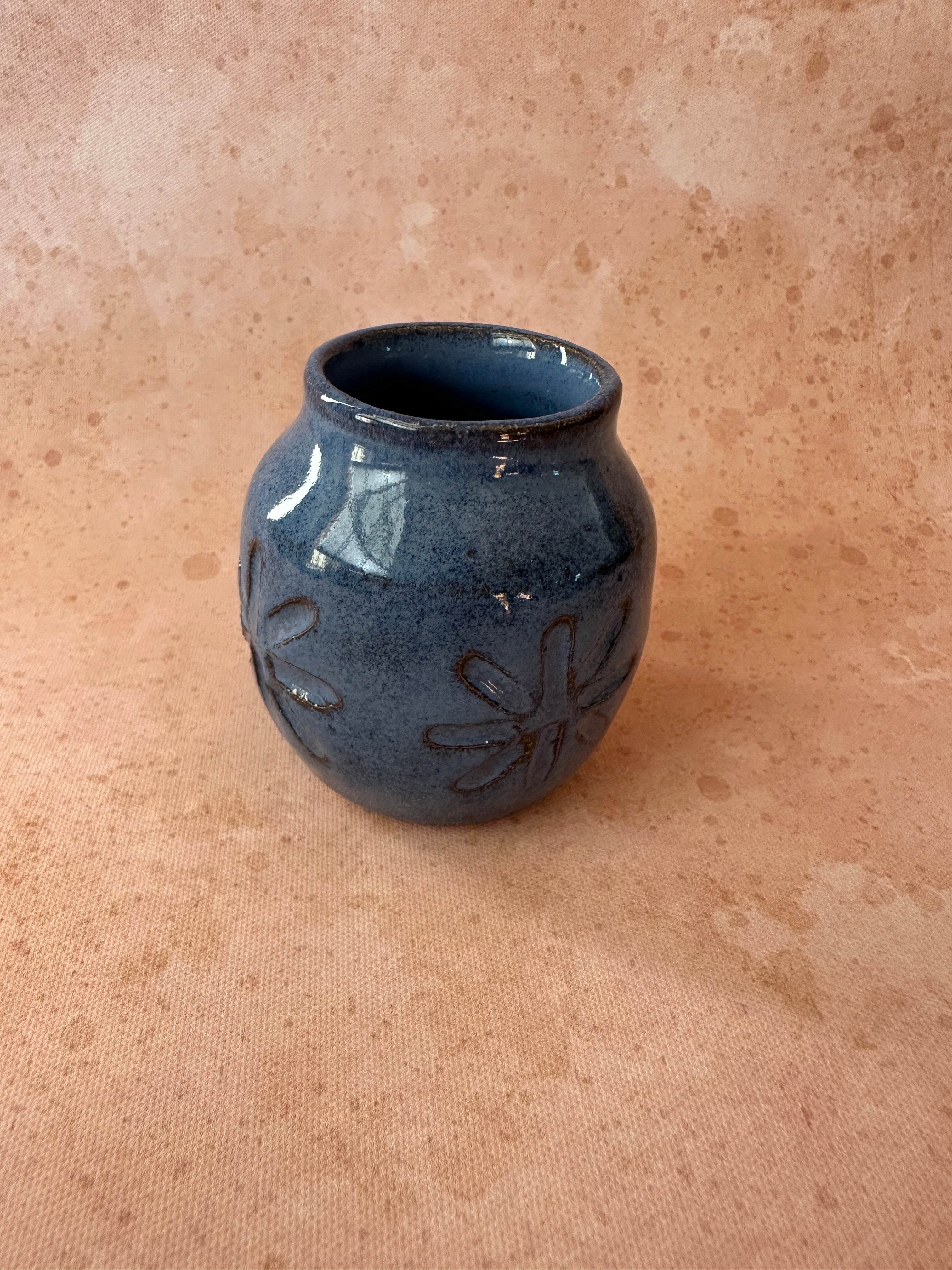 Mini Stoneware Vase Blue Handcrafted