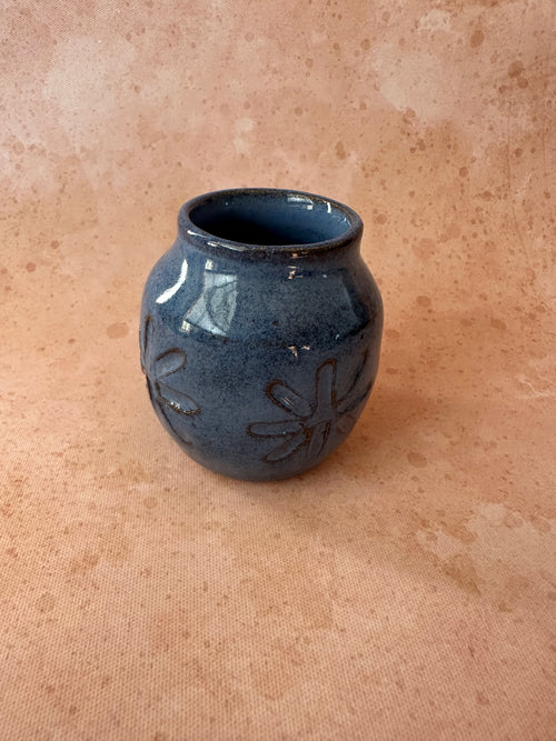 Mini Stoneware Vase Blue Handcrafted