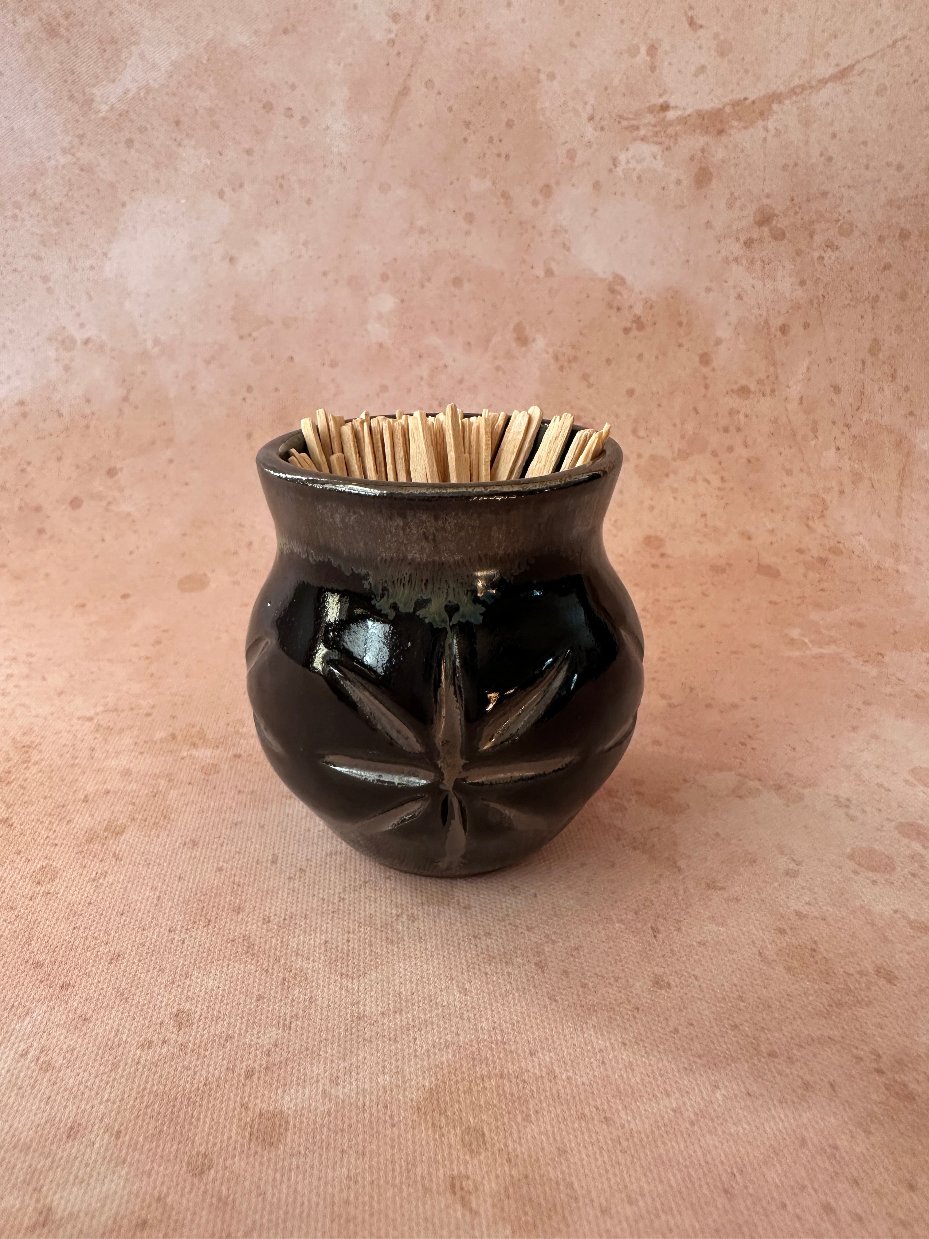 Handcrafted Mini Black Vase Toothpick match stick holder