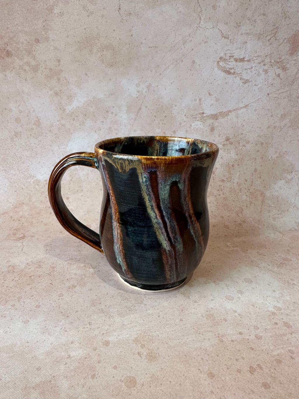 Wheel Thrown Stoneware Swirl glazed mug