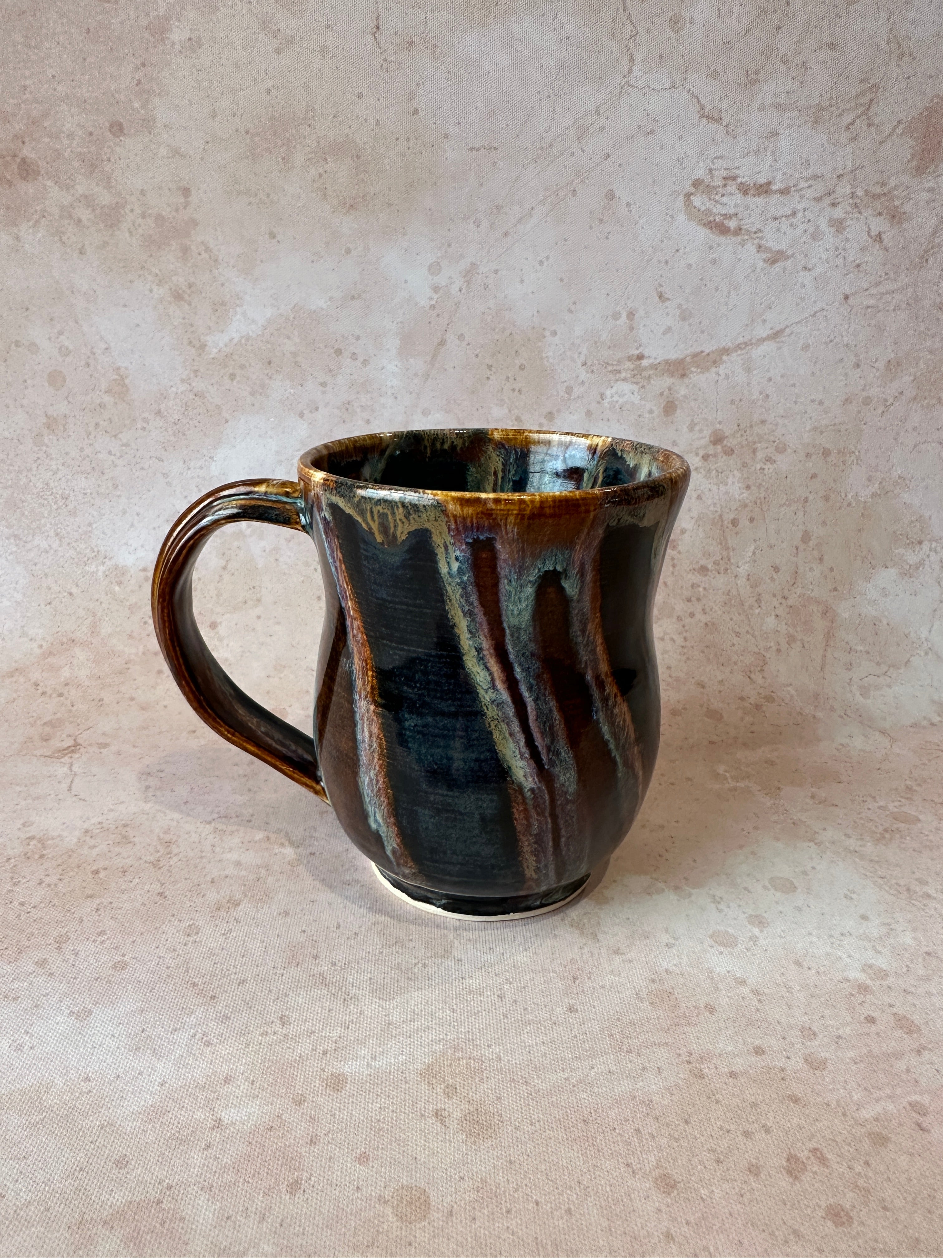 Wheel Thrown Stoneware Swirl glazed mug
