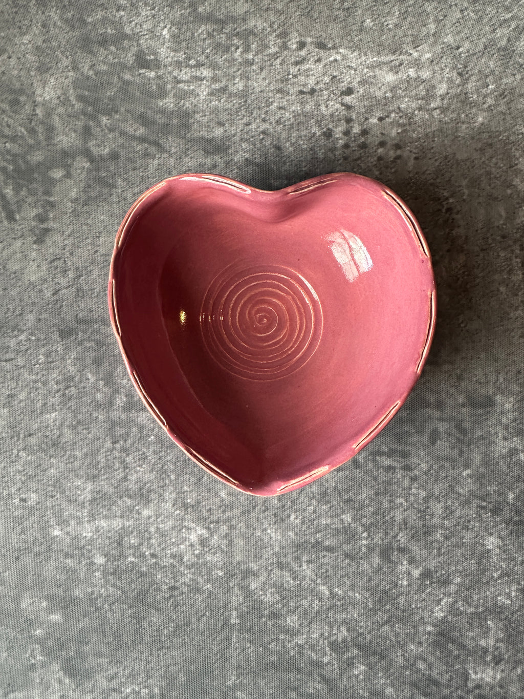 Wheel Thrown Pink Heart Trinket Bowl