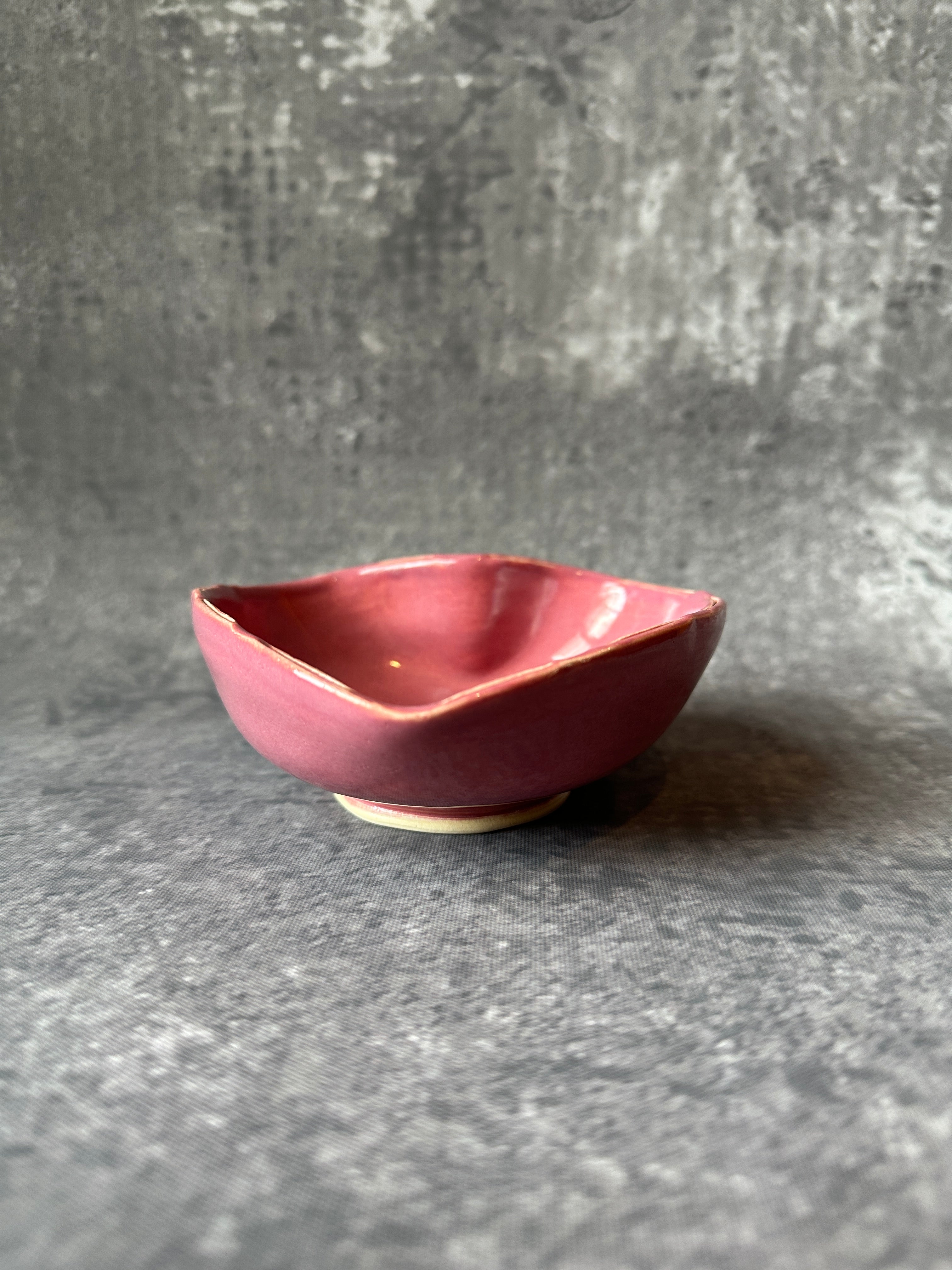 Handcrafted Pink Wheel thrown trinket bowl