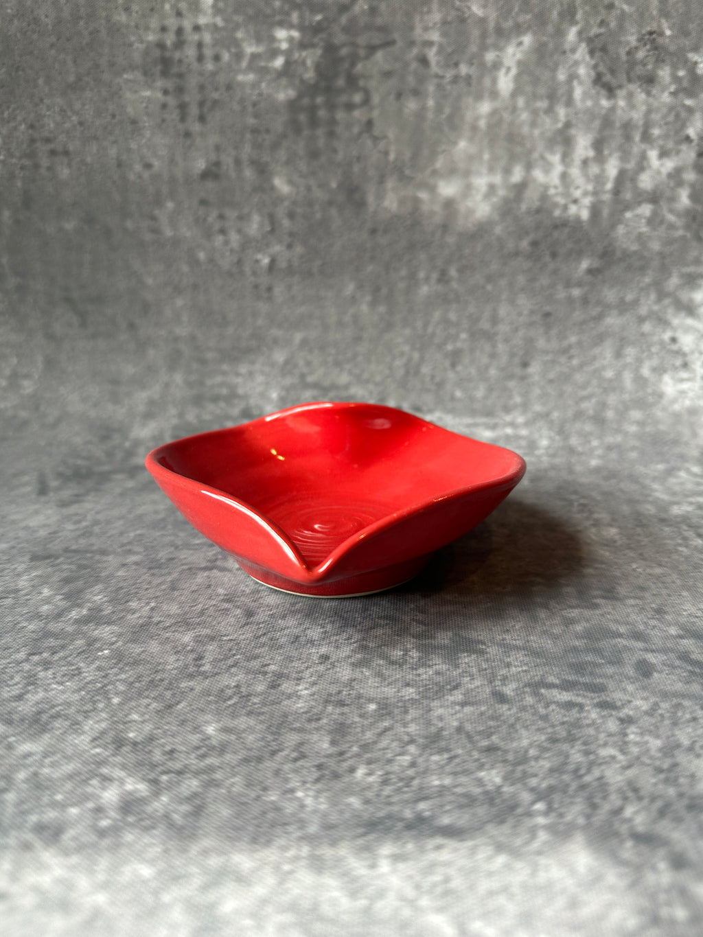 Wheel thrown heart shaped trinket dish