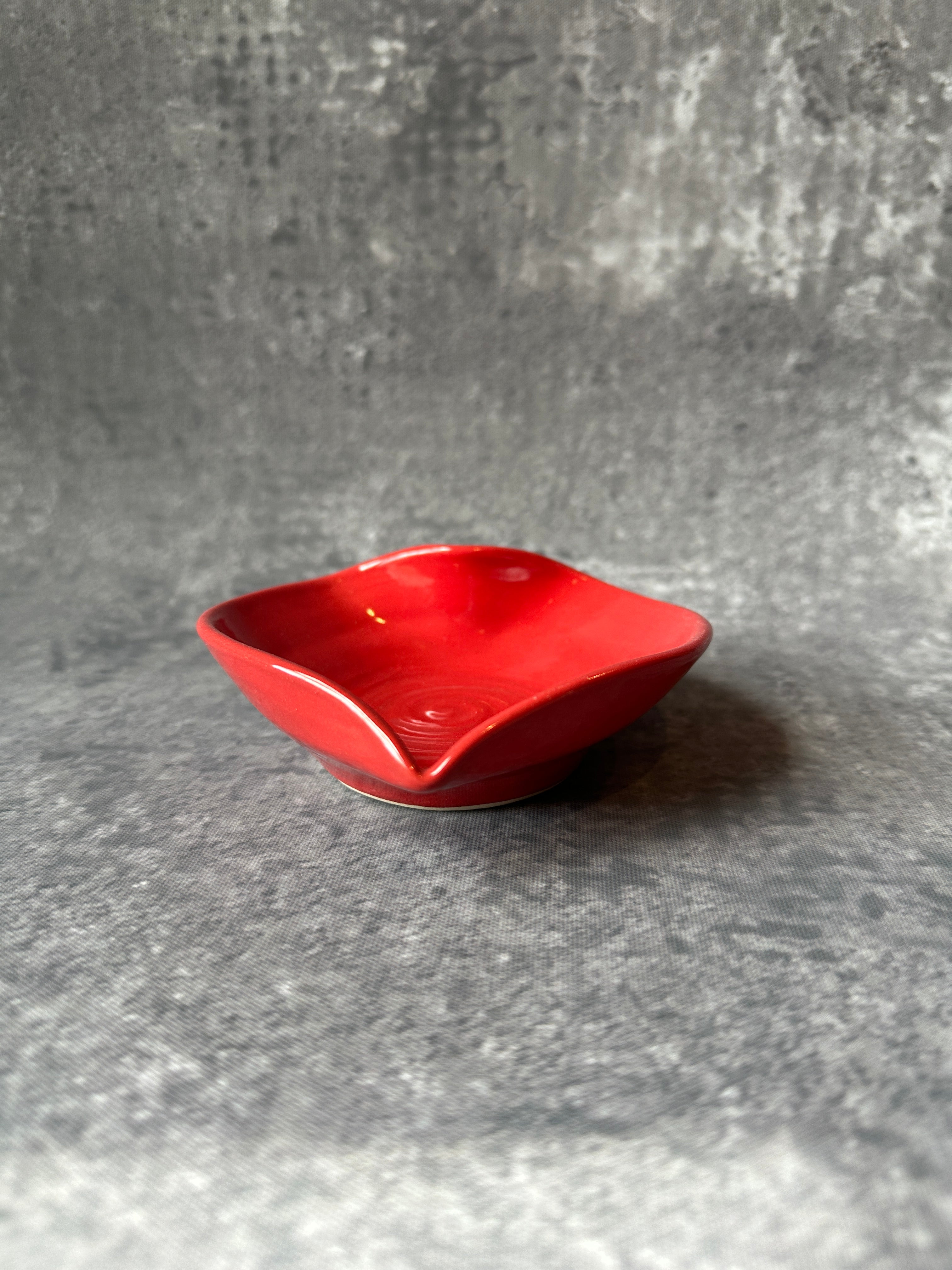 Wheel thrown heart shaped trinket dish