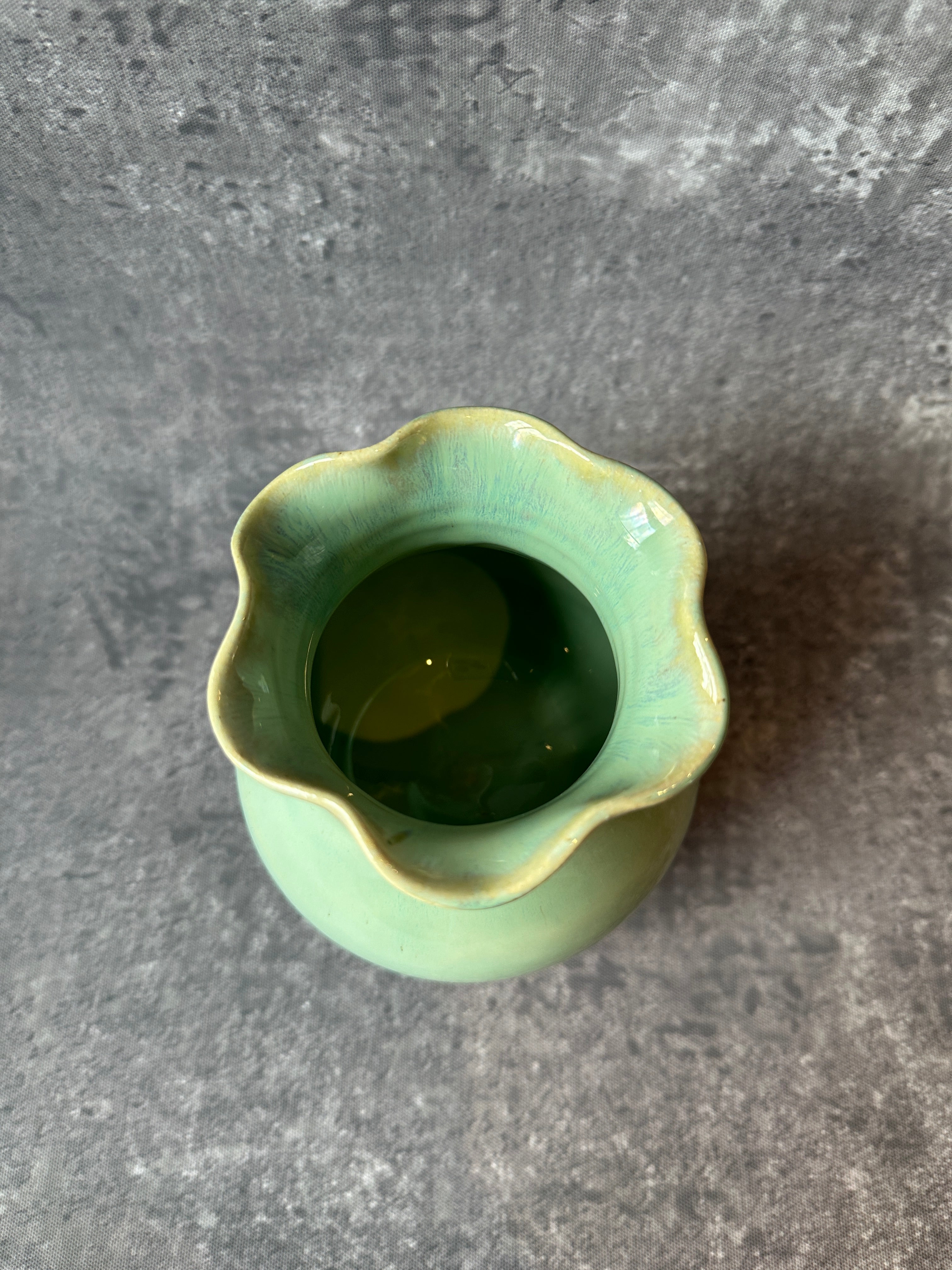 Pottery ruffled edge vase handcrafted