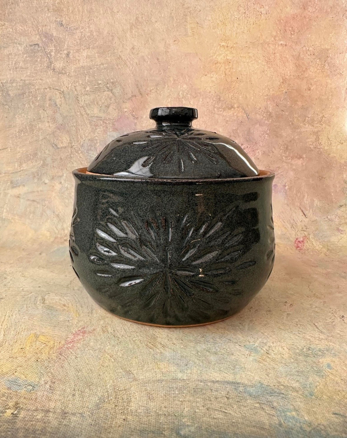 Handcrafted Stoneware lidded vessel