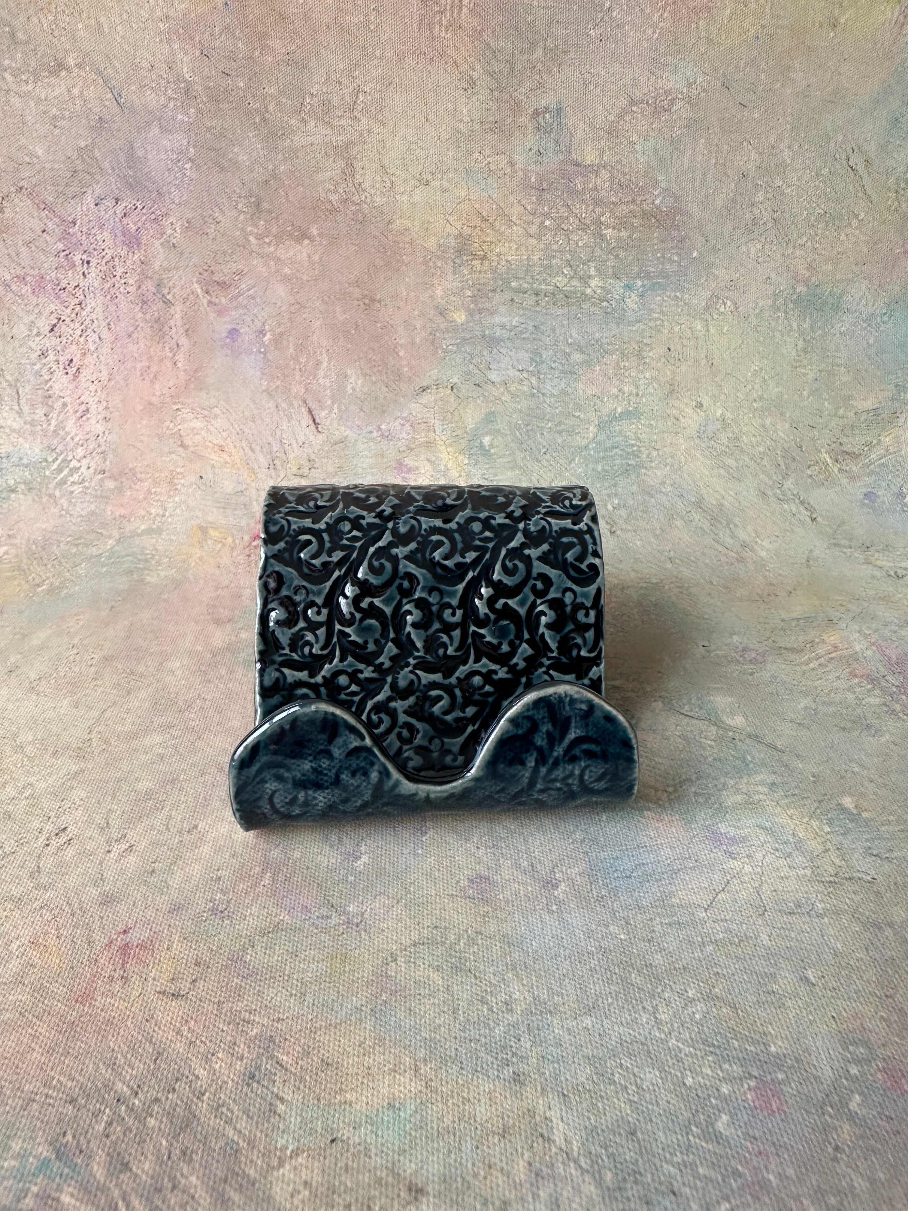 Stormy glaze Handcrafted Stoneware Cell Phone Holder