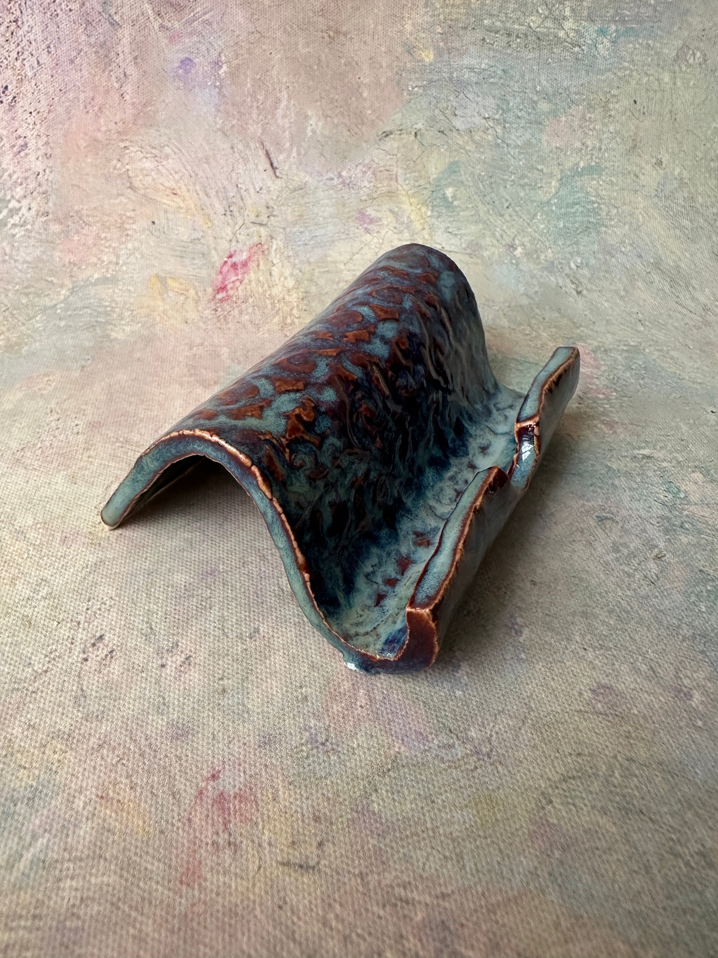 handcrafted pottery business card holder