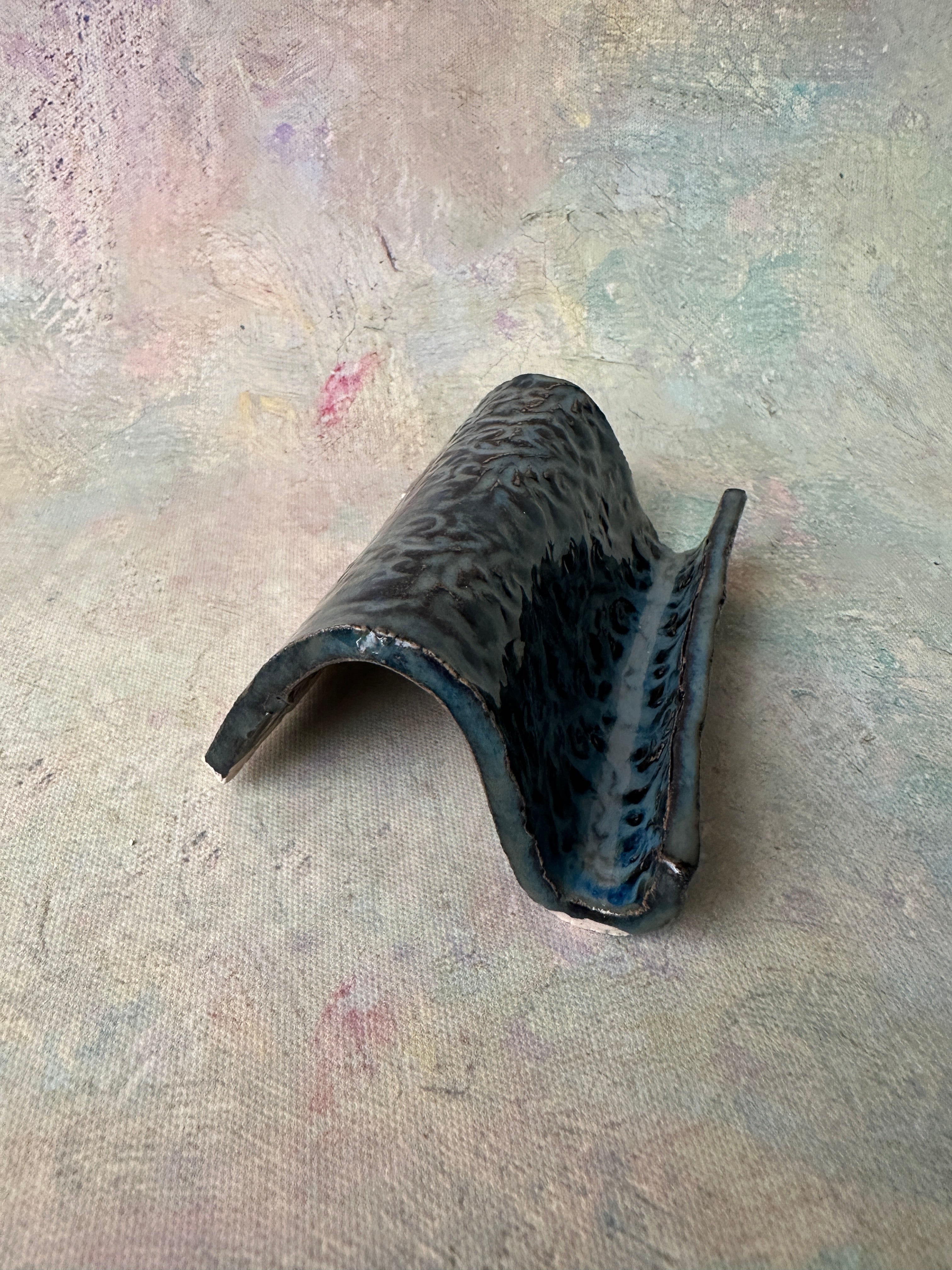 stoneware pottery business card holder