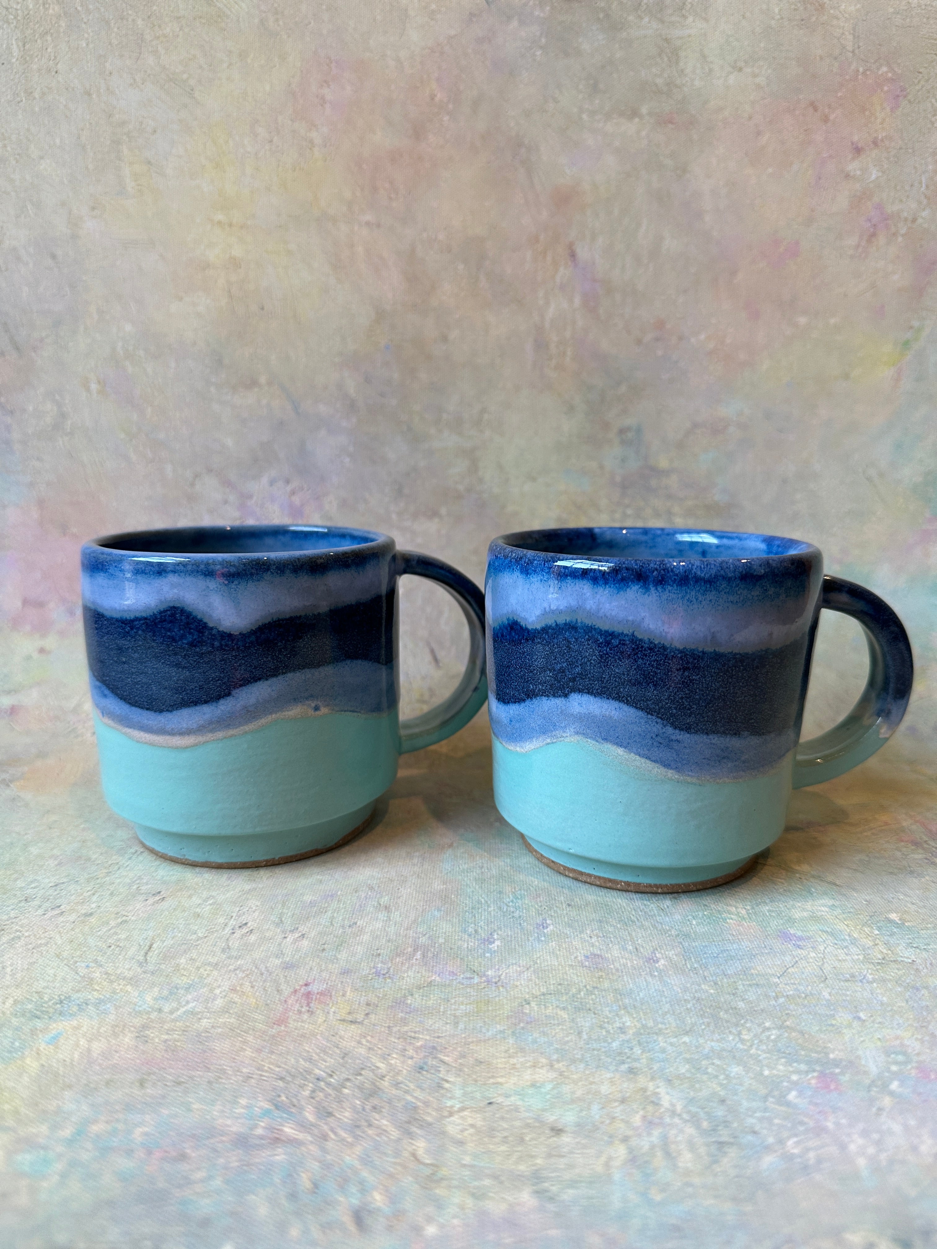 Wheel Thrown Stoneware stacking mugs