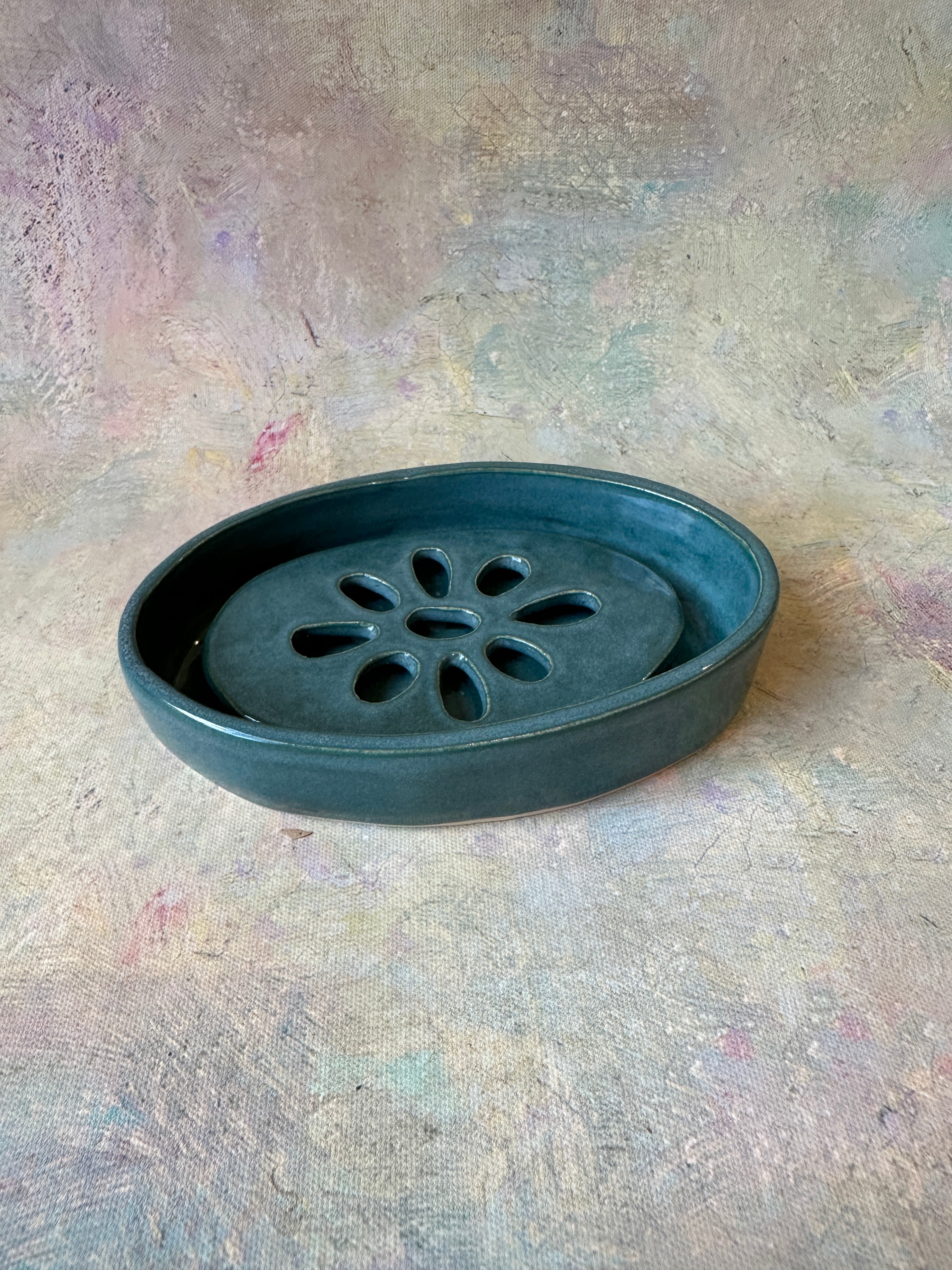 Handcrafted 2pc stoneware soap dish