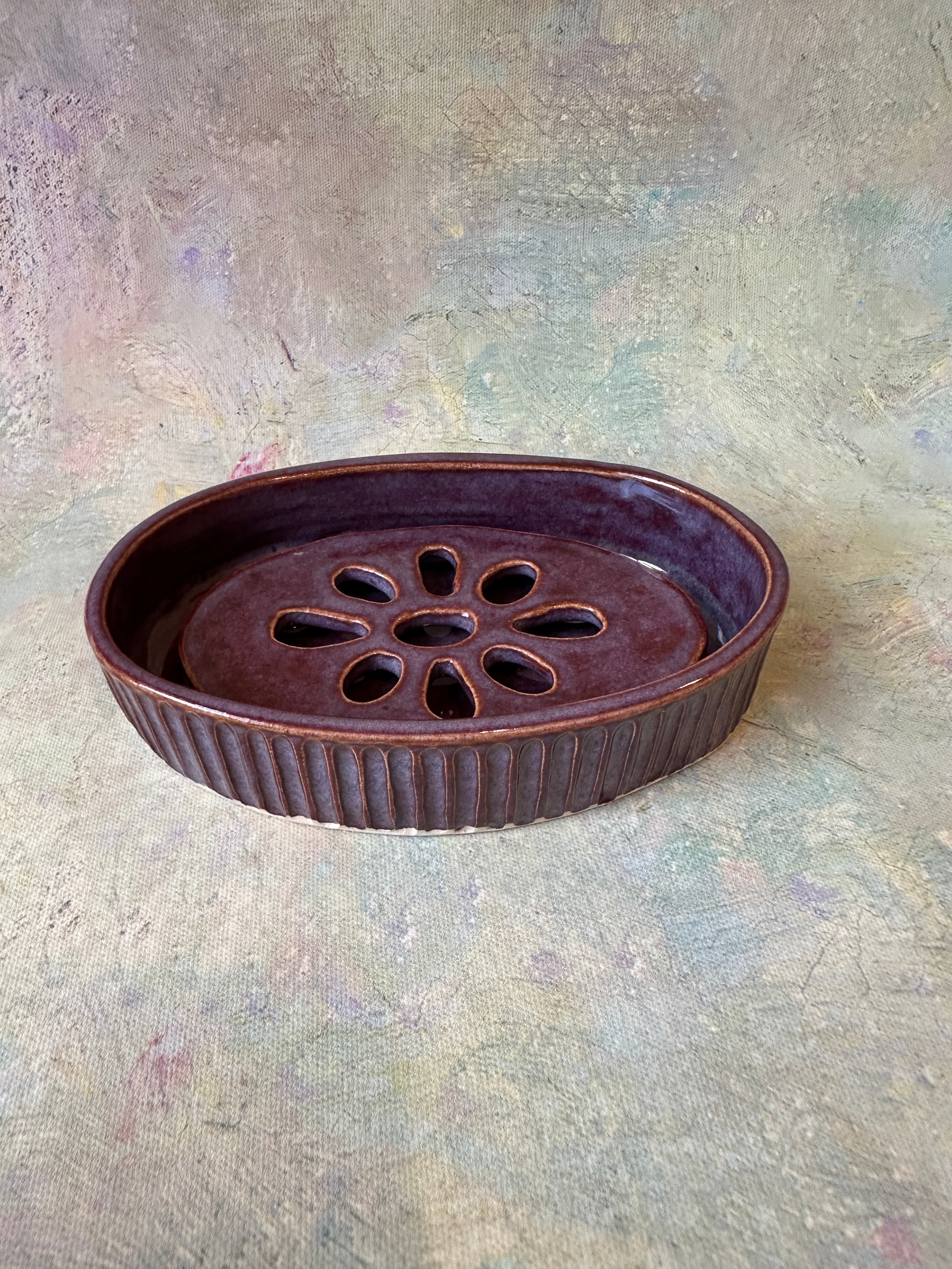 Oval Stoneware handbuilt soap dish