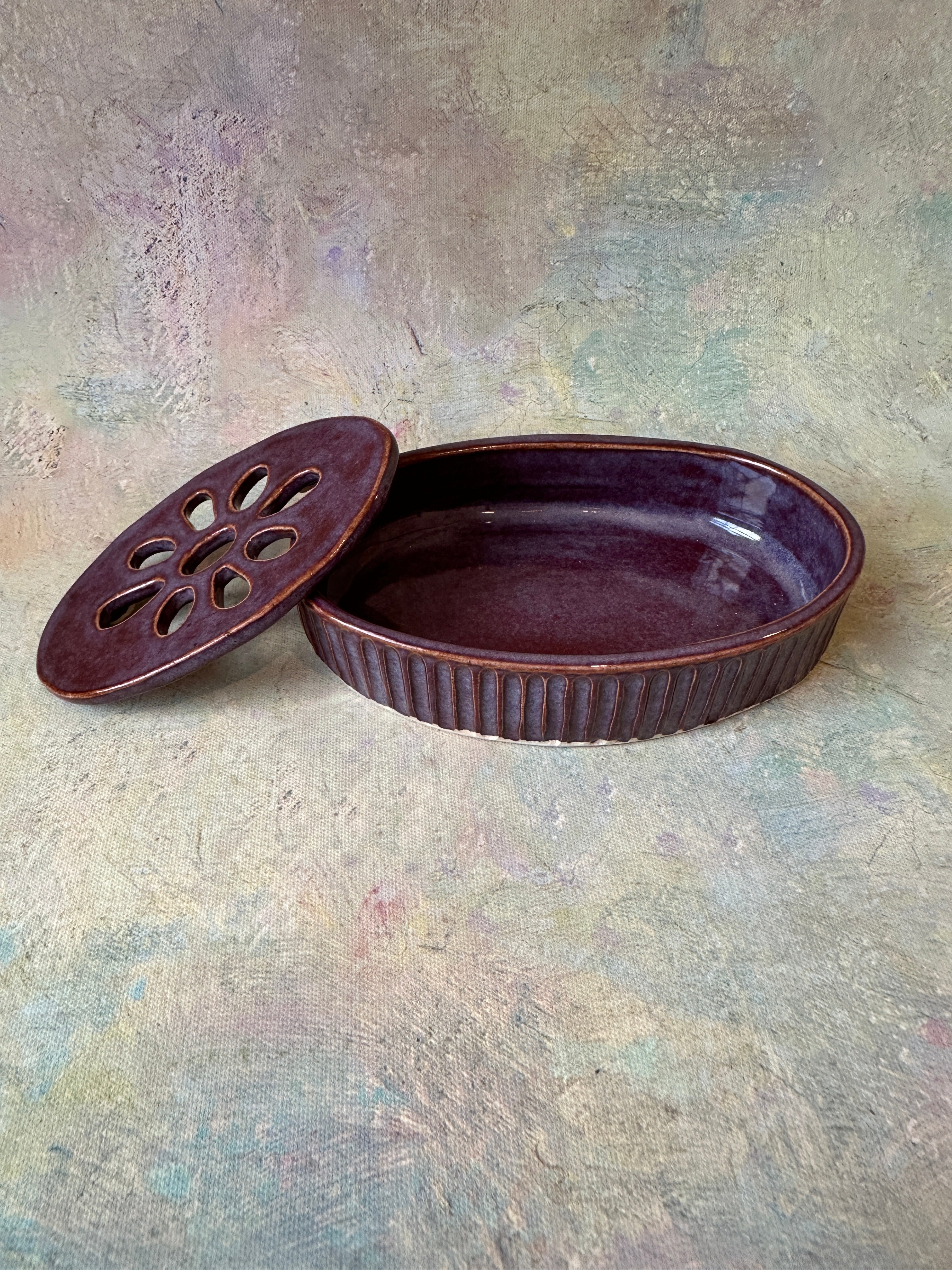 Handcrafted stoneware 2pc soap dish