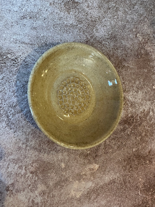 Handcrafted stoneware garlic grater bread dipping bowl