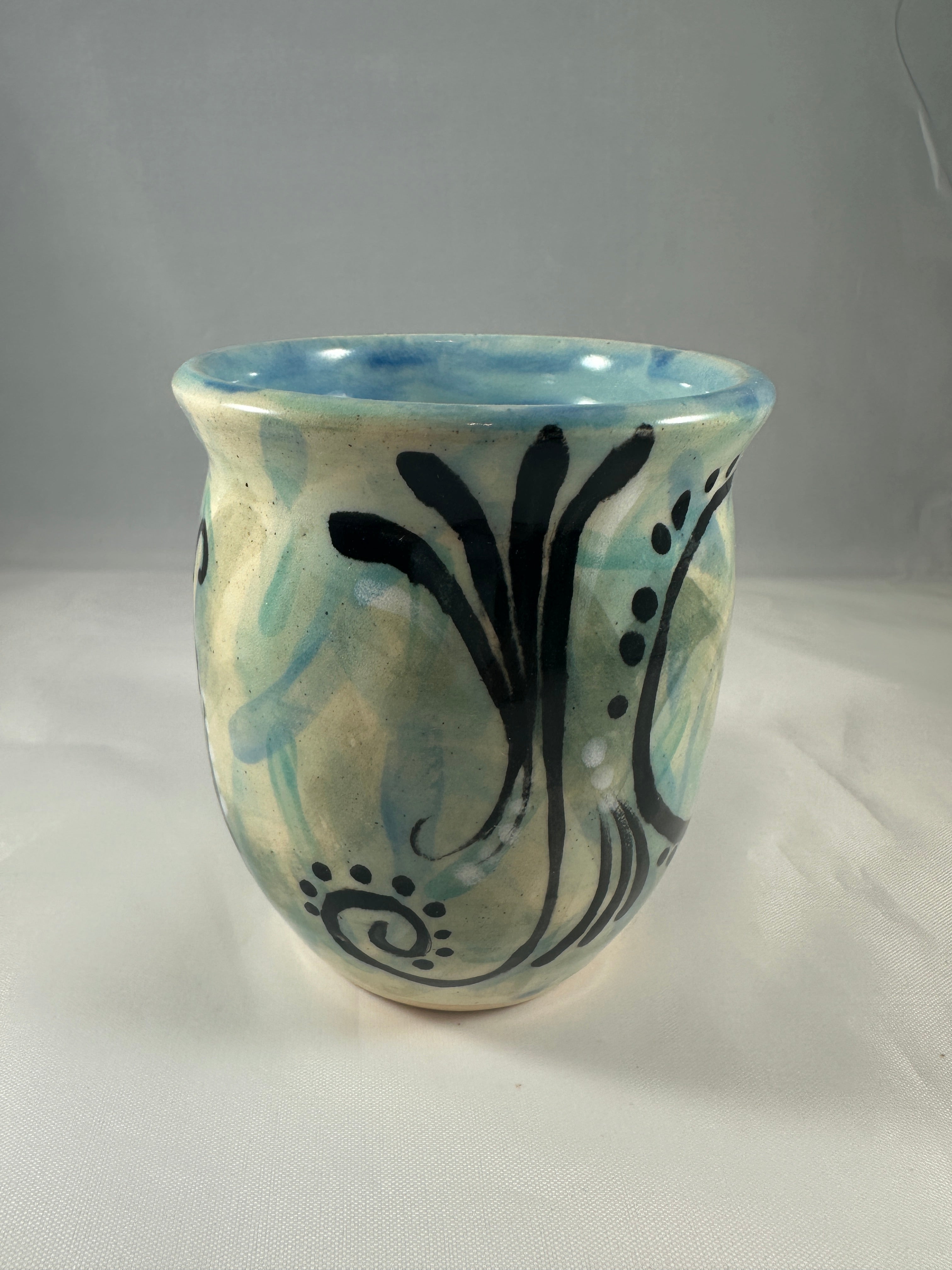 Wheel thrown handpainted cup